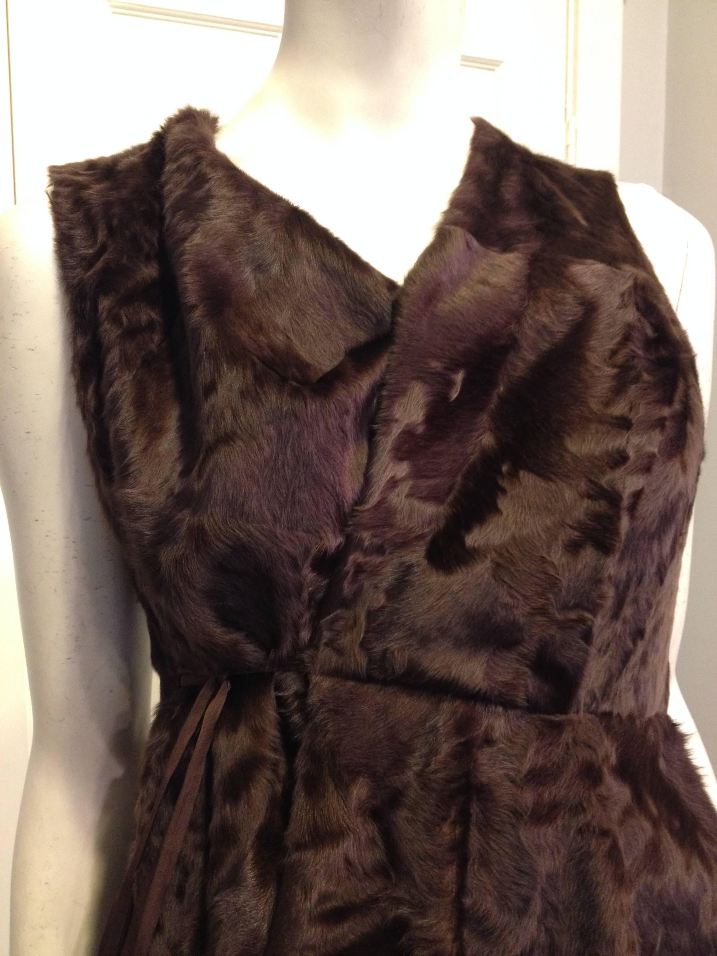 Marni Brown Lamb Fur Top Size 40 (4) In Excellent Condition In San Francisco, CA