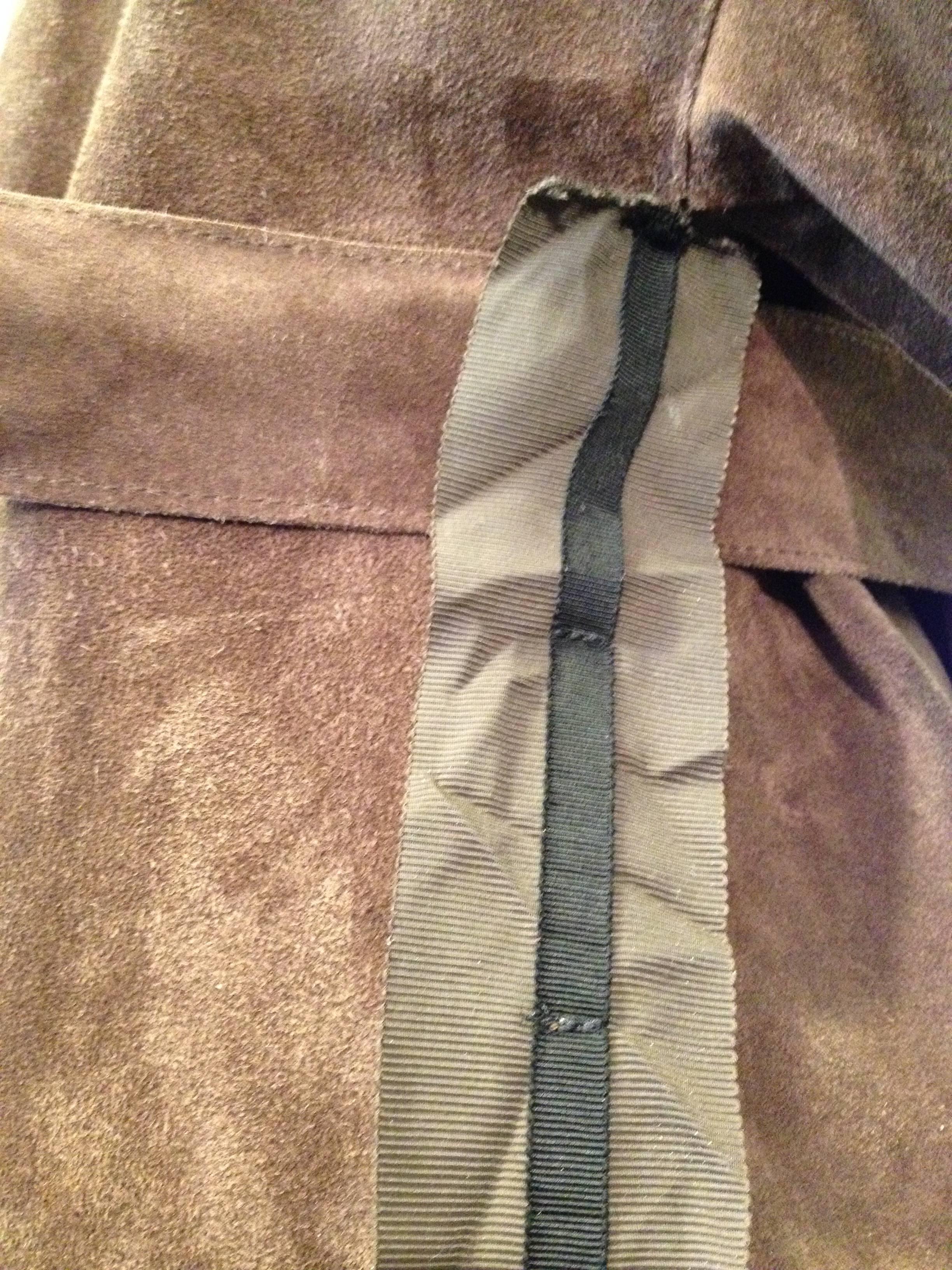 Lanvin Brown Suede Belted Coat Size 38 (6) For Sale 4
