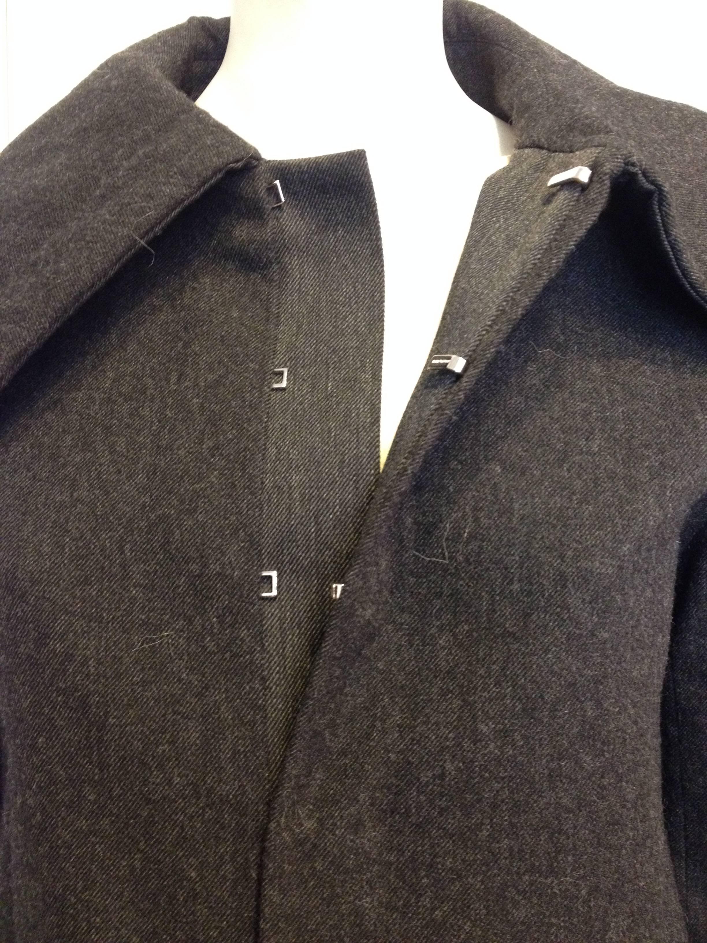 Women's Louis Vuitton Grey Wool Collared Coat Size 36 (4)