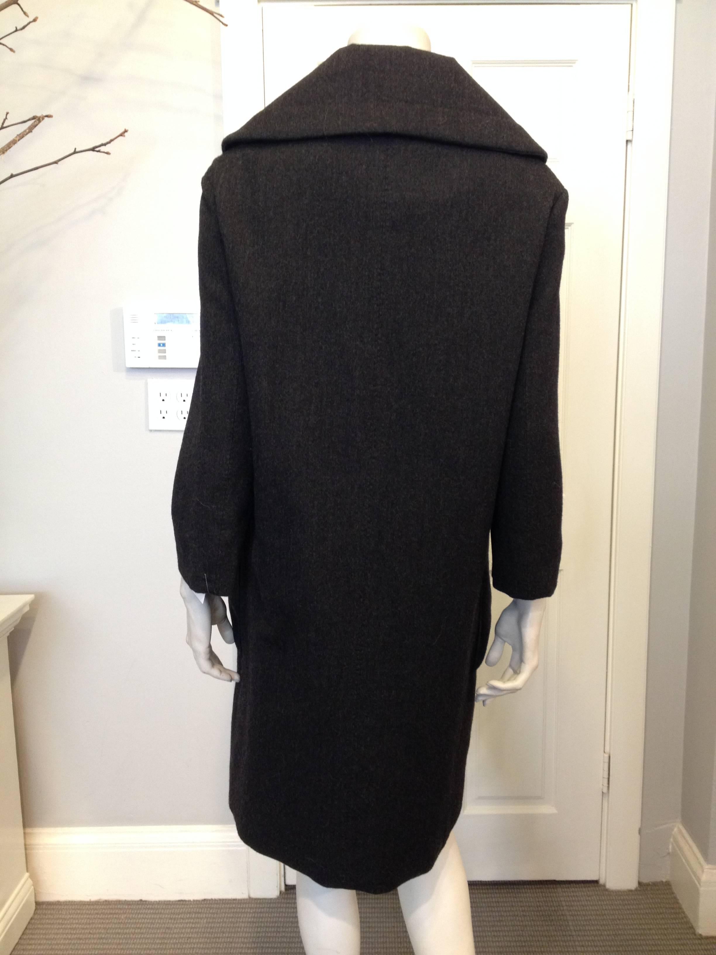 Black Louis Vuitton Grey Wool Collared Coat Size 36 (4)