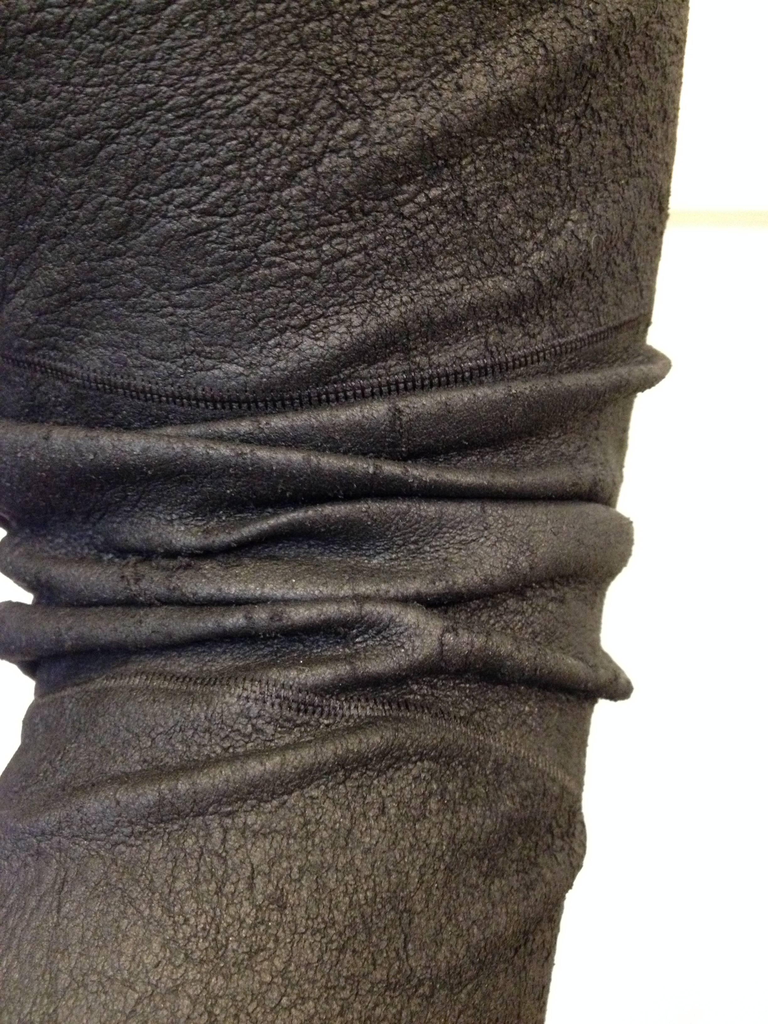 Women's Rick Owens Black Leather Leggings Size 6 For Sale