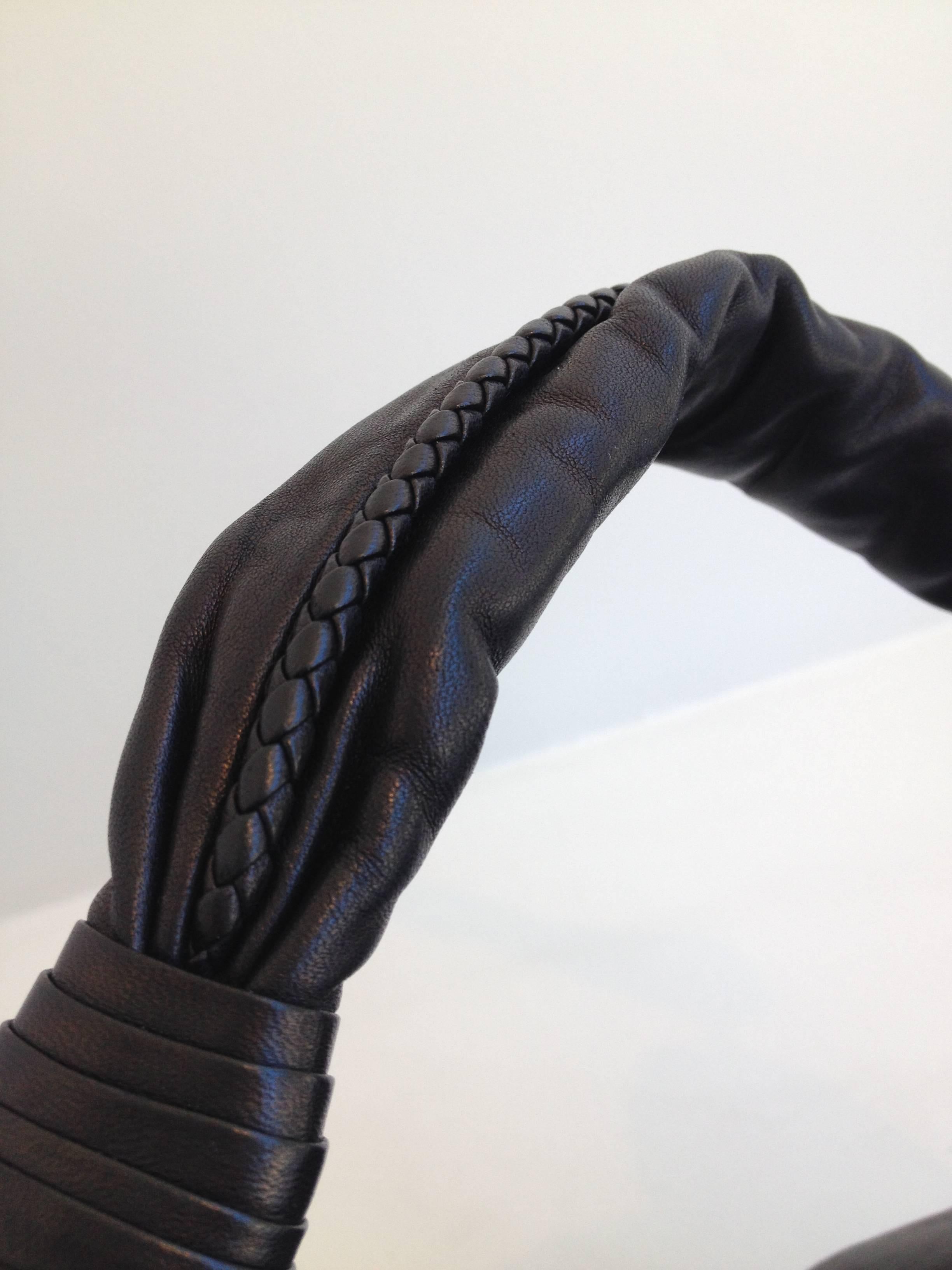 Bottega Veneta Black Leather Hobo Bag With Intracciato Details 1