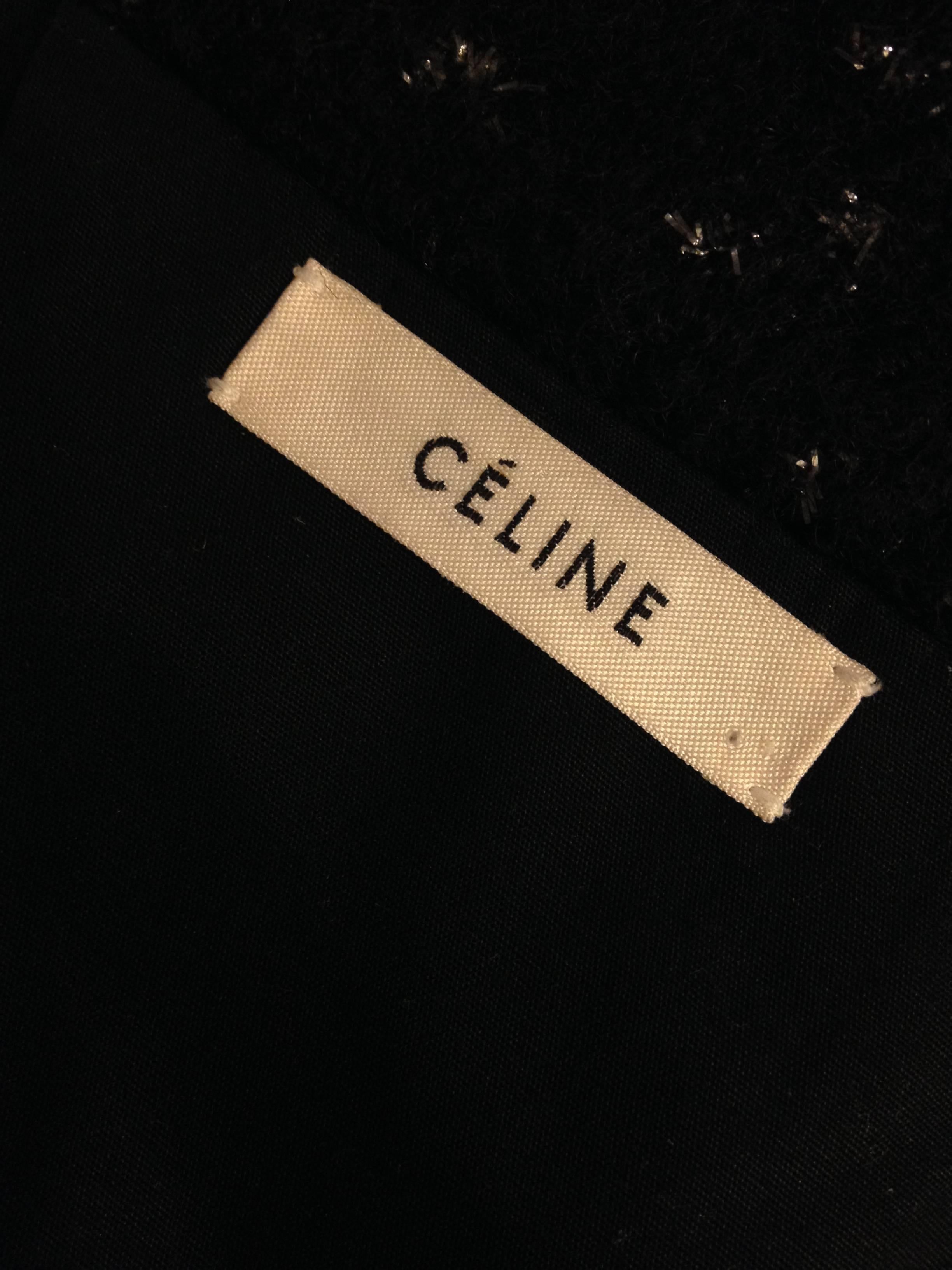 Celine Black Sparkly Wool Jacket Size 36 (4) For Sale 4