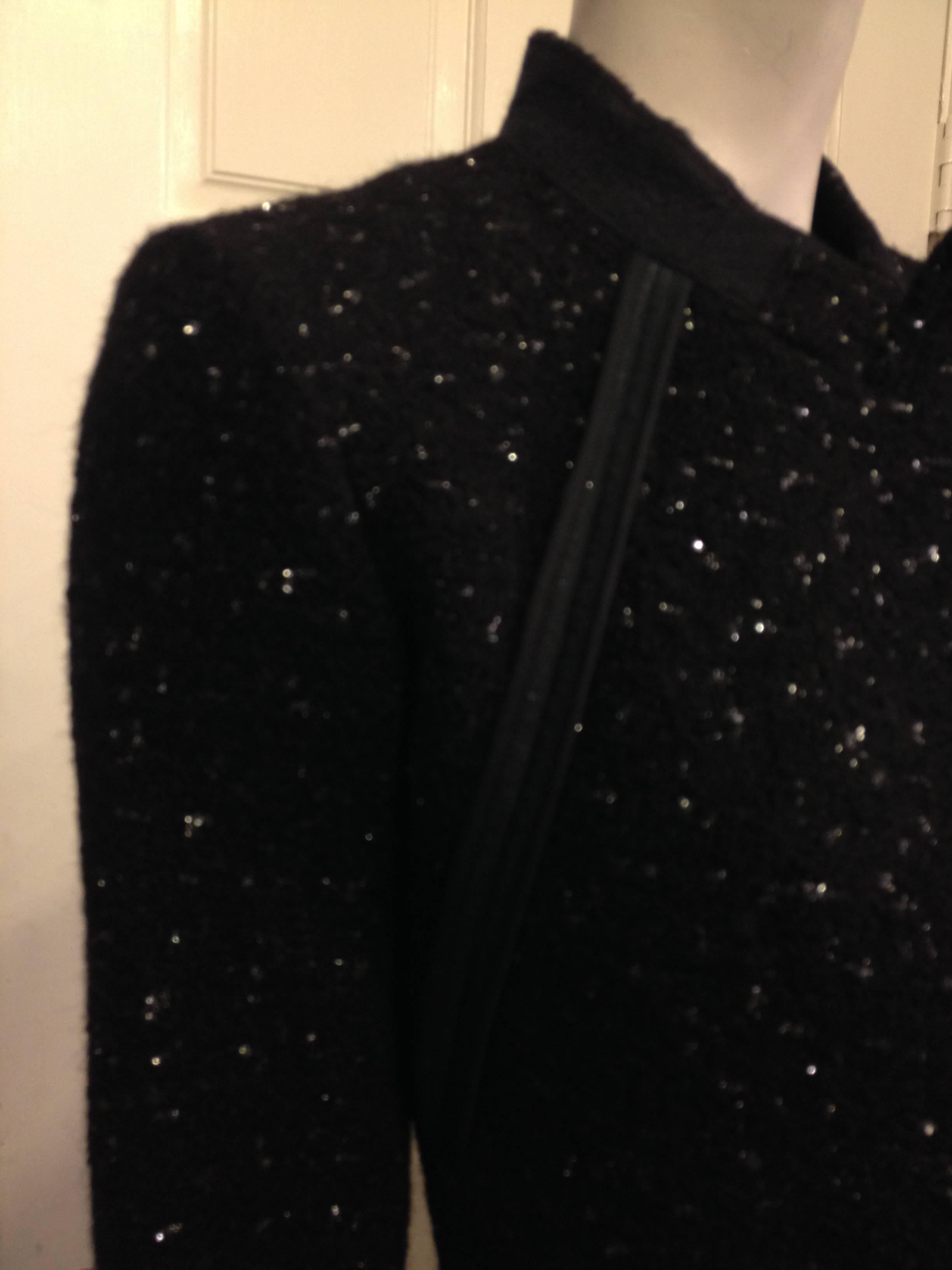 Celine Black Sparkly Wool Jacket Size 36 (4) In Good Condition For Sale In San Francisco, CA