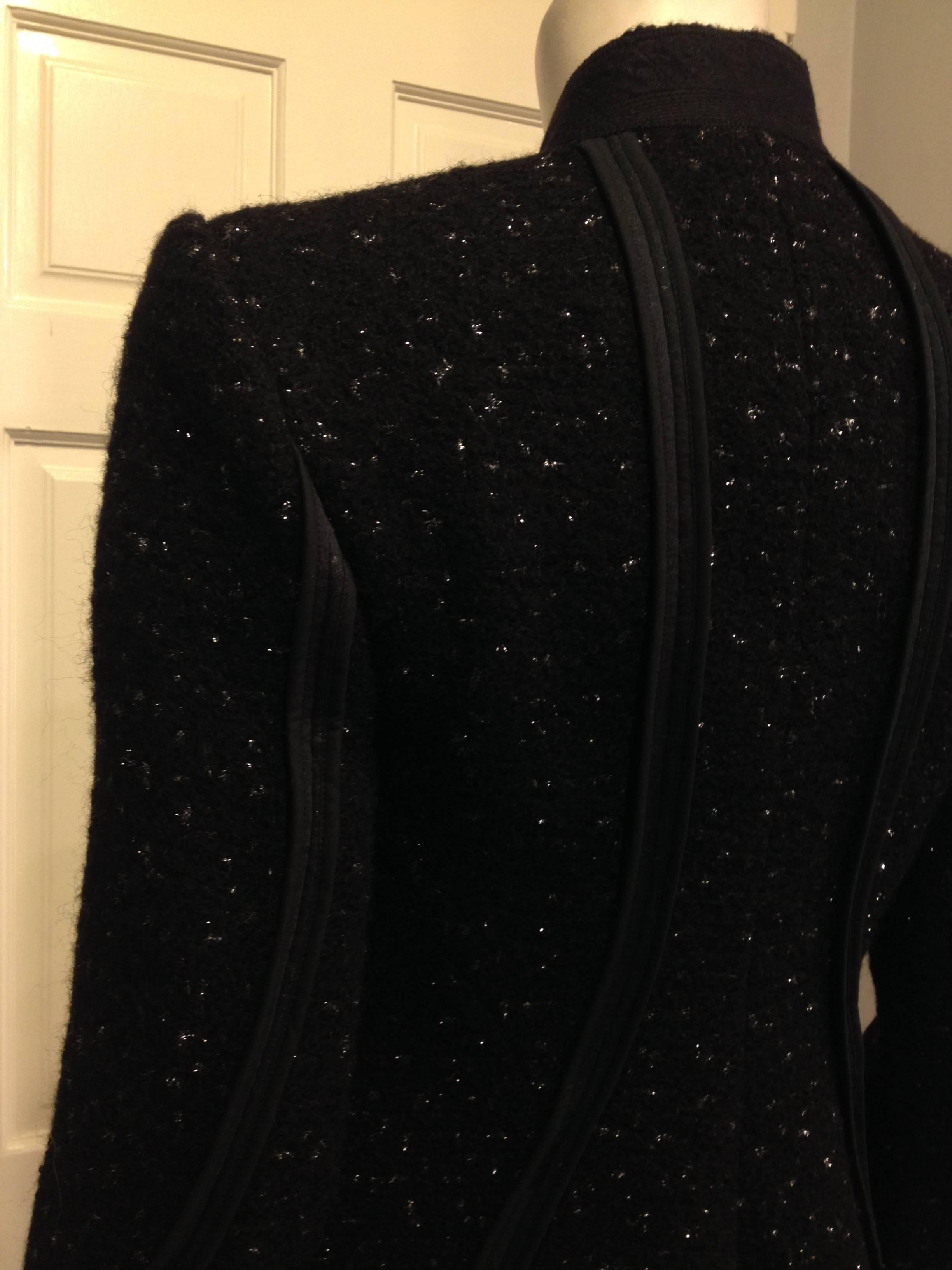 Celine Black Sparkly Wool Jacket Size 36 (4) For Sale 2