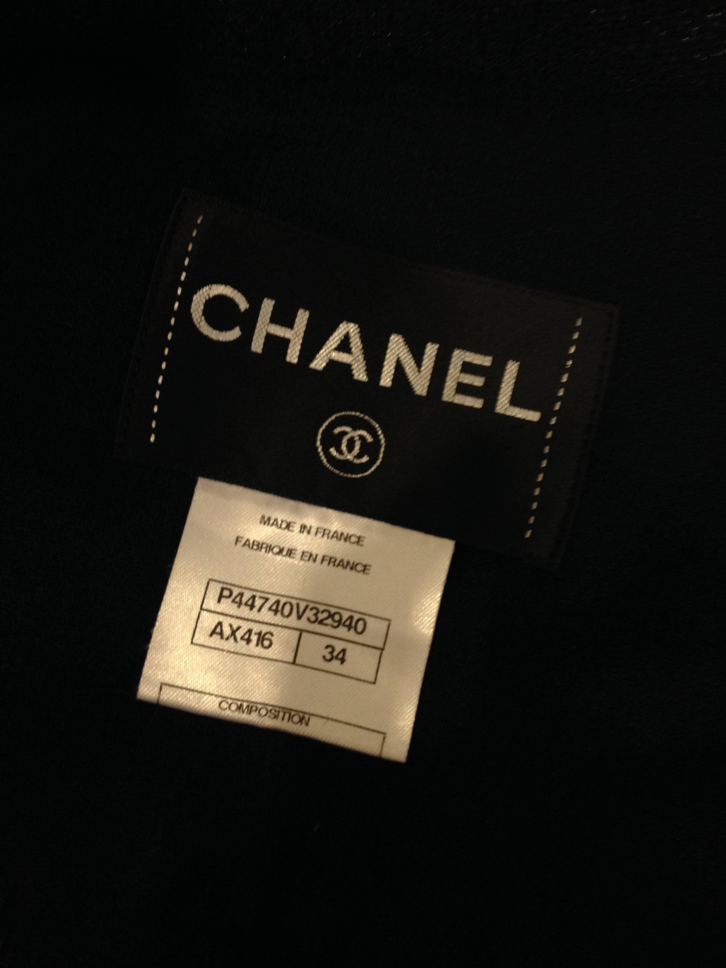 Chanel Navy Sparkly Jacket Size 34 (2) For Sale 4