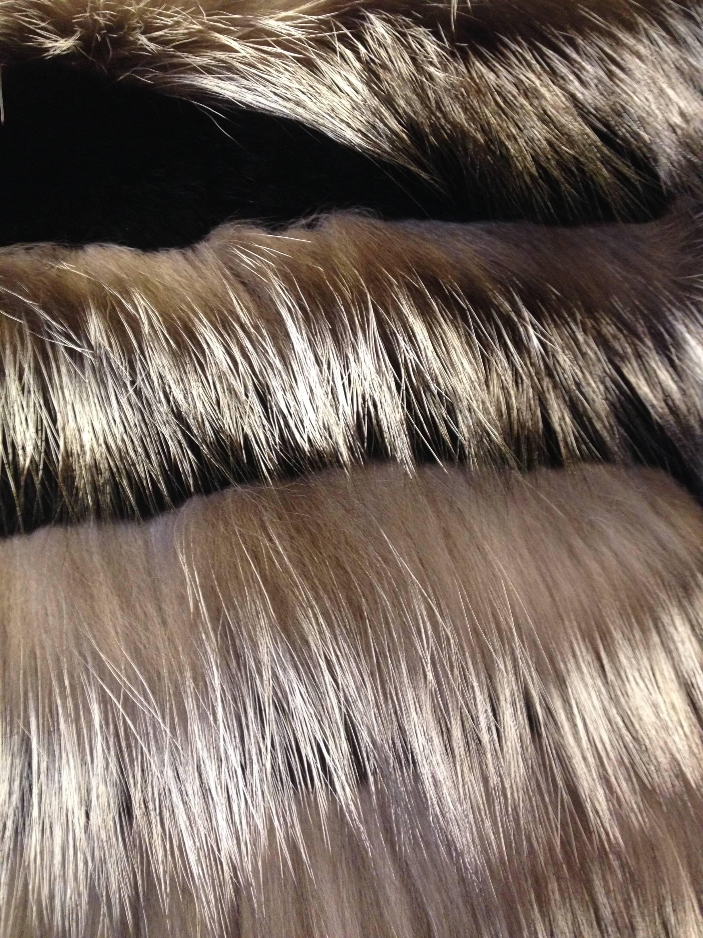 Salvatore Ferragamo Brown and Silver Fur Jacket 1