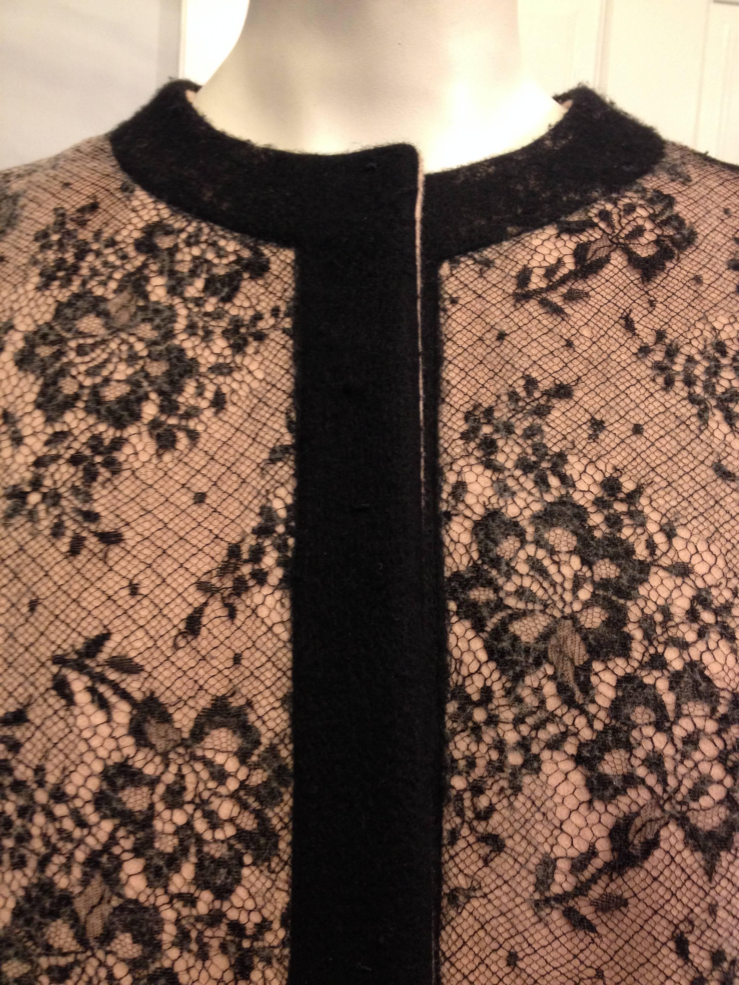 Valentino Camel Coat with Black Lace Overlay 3