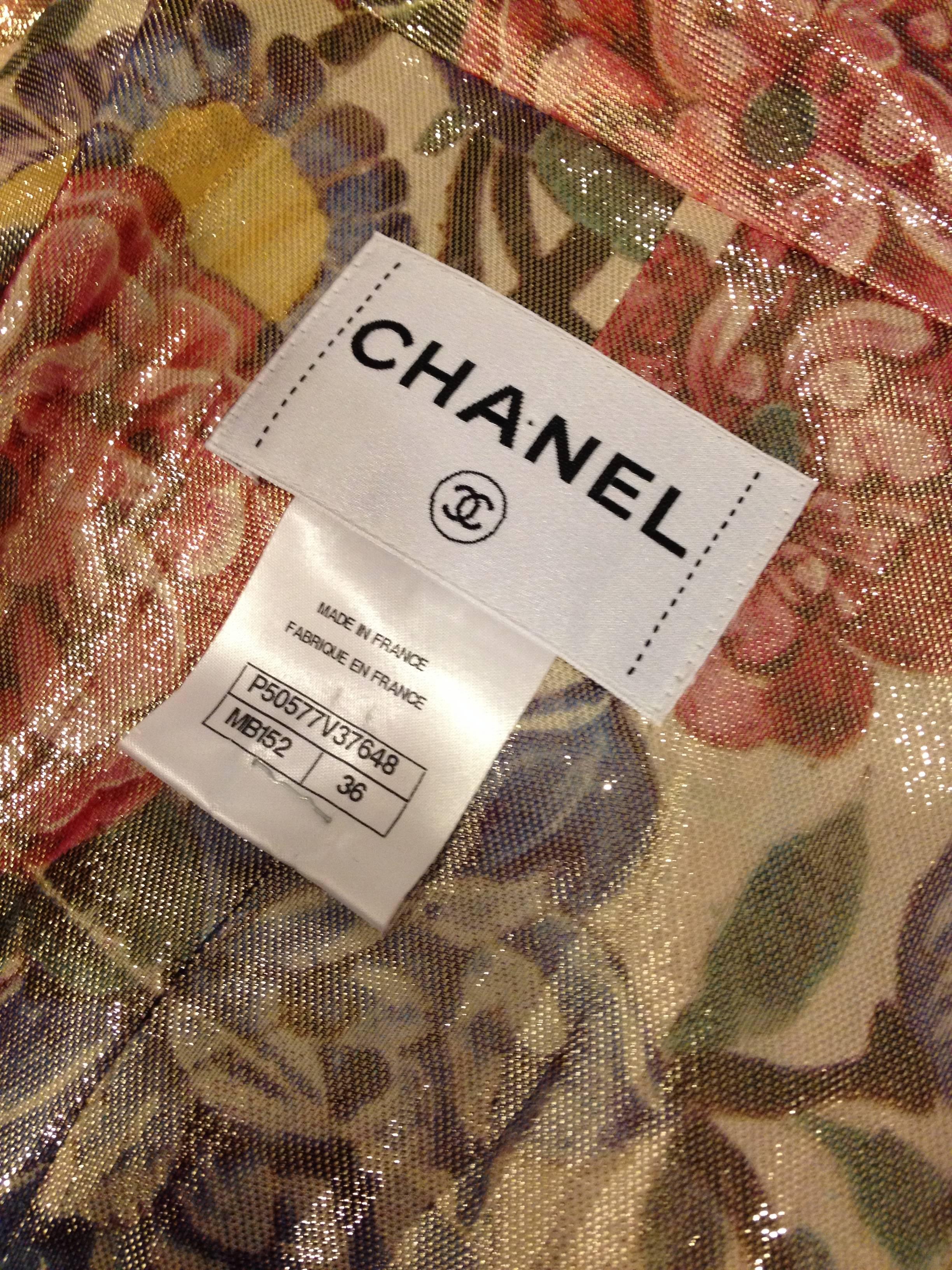 Chanel Cream Floral Metallic Jacket 6