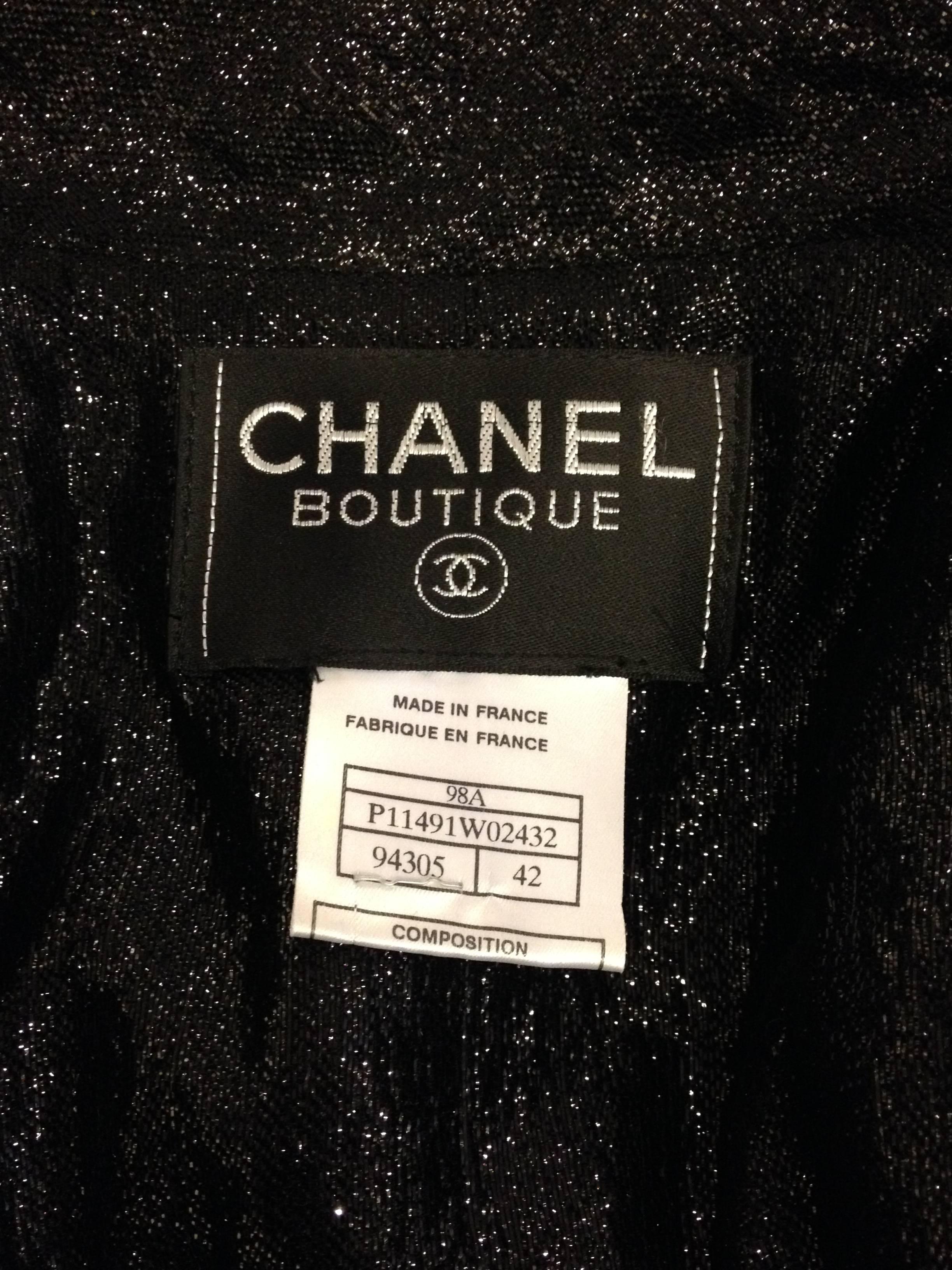 Chanel Black Tweed Suit with Lurex Shell For Sale 3