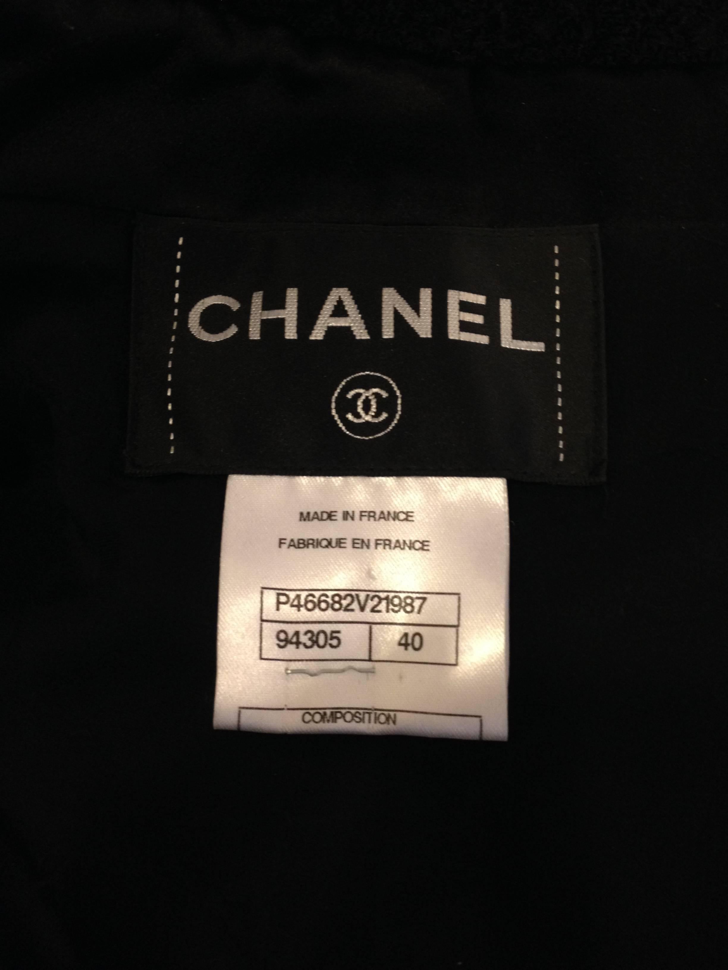 Chanel Black Tweed Military Jacket For Sale 3