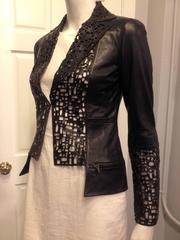 Chanel Black Leather Cutout Jacket