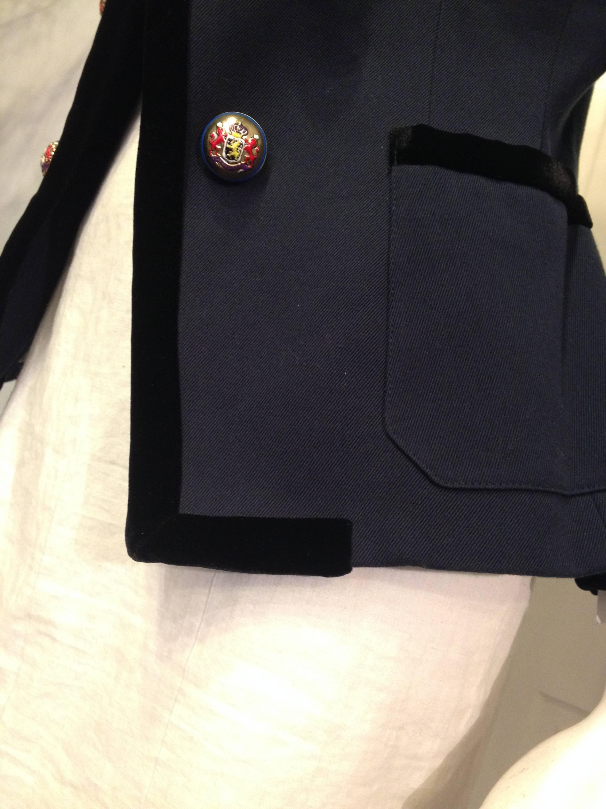 Balenciaga Navy Blazer with Gold Crest 1