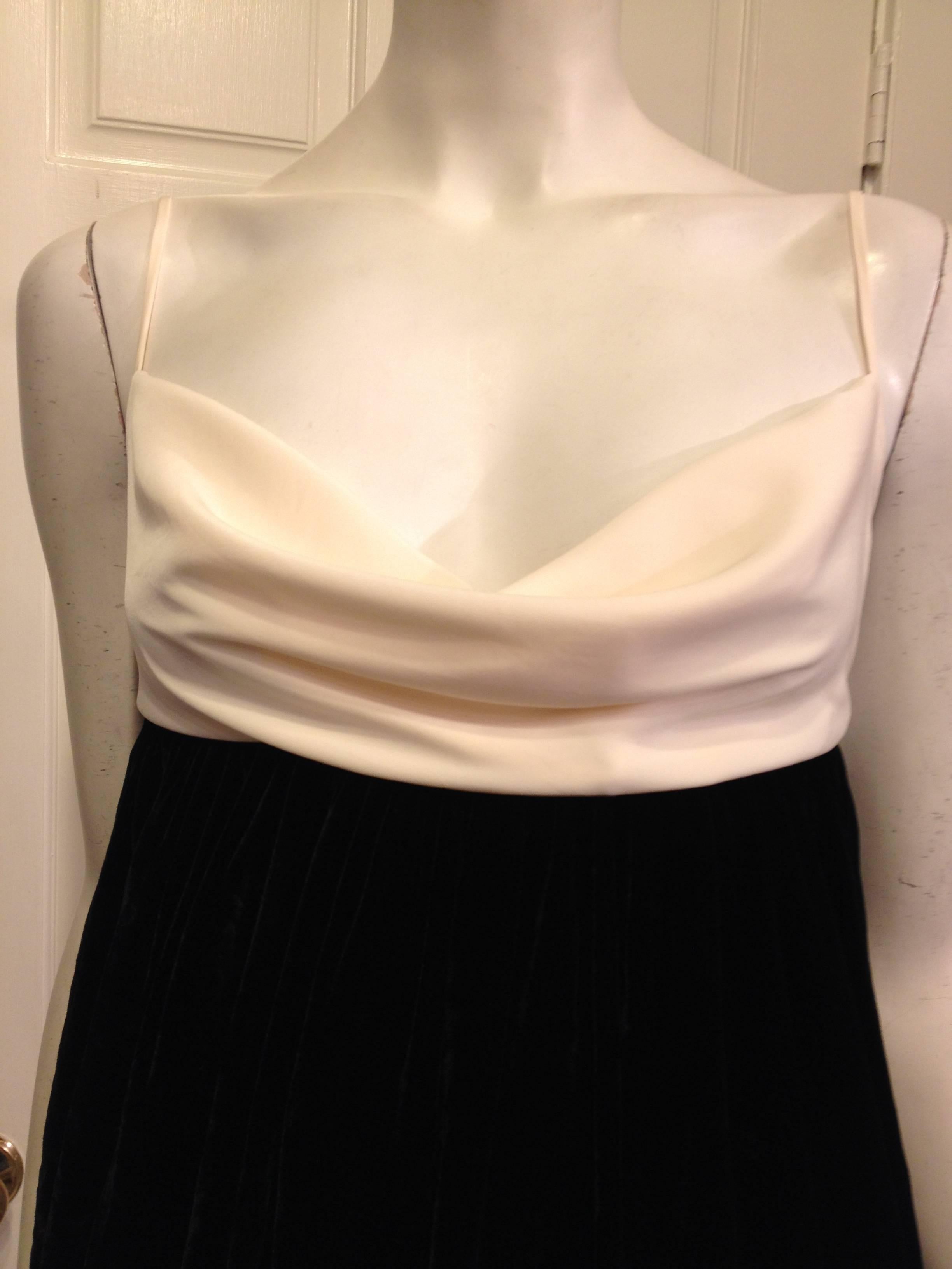 Women's Rochas Black Velvet and White Silk Dress