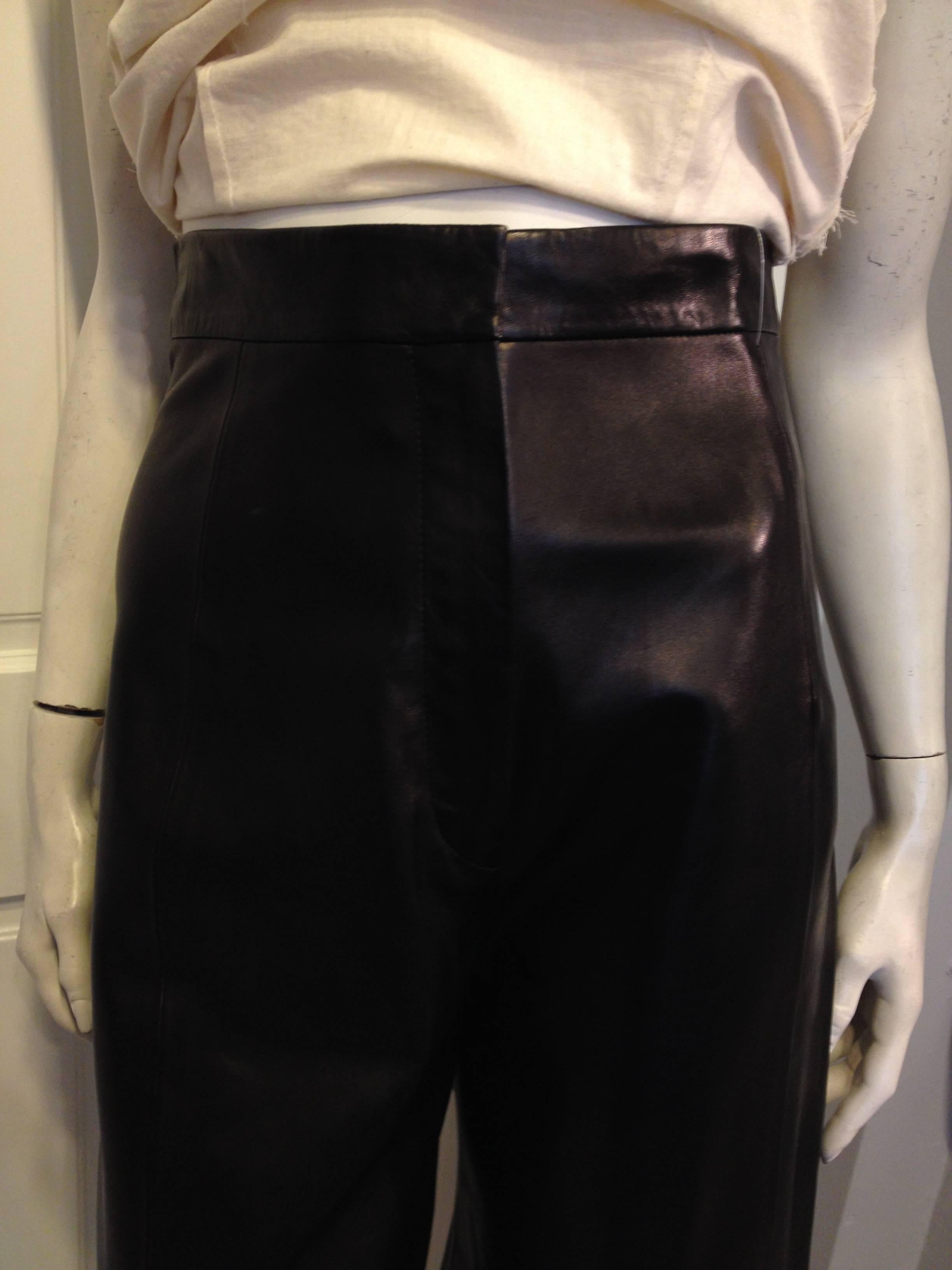 Celine Black Leather Culottes In Excellent Condition In San Francisco, CA