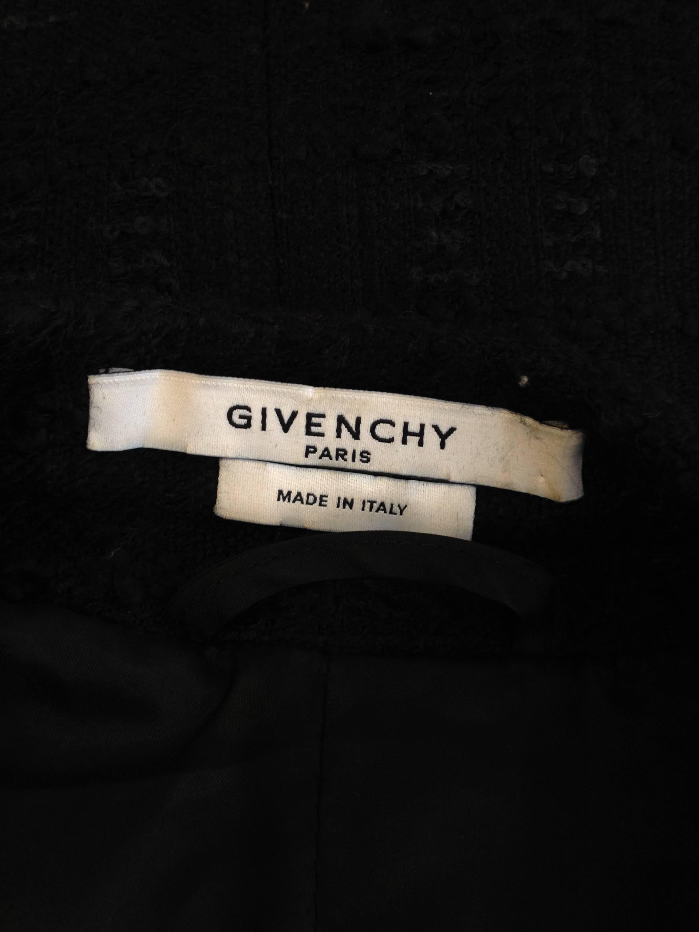 Givenchy Black Tweed Jacket with Leather Sleeves 6