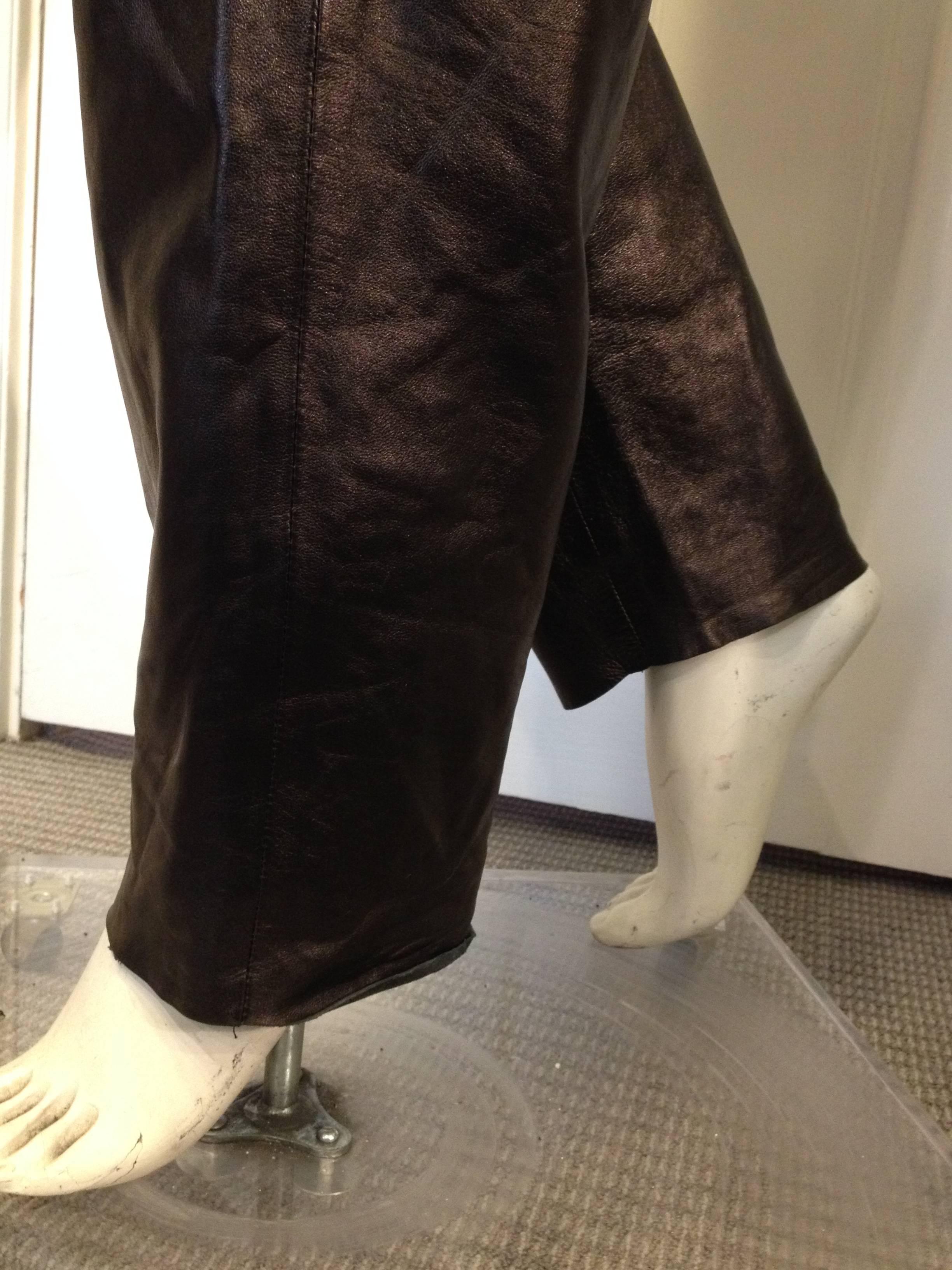 Yves Saint Laurent Black Leather Overalls In Excellent Condition In San Francisco, CA