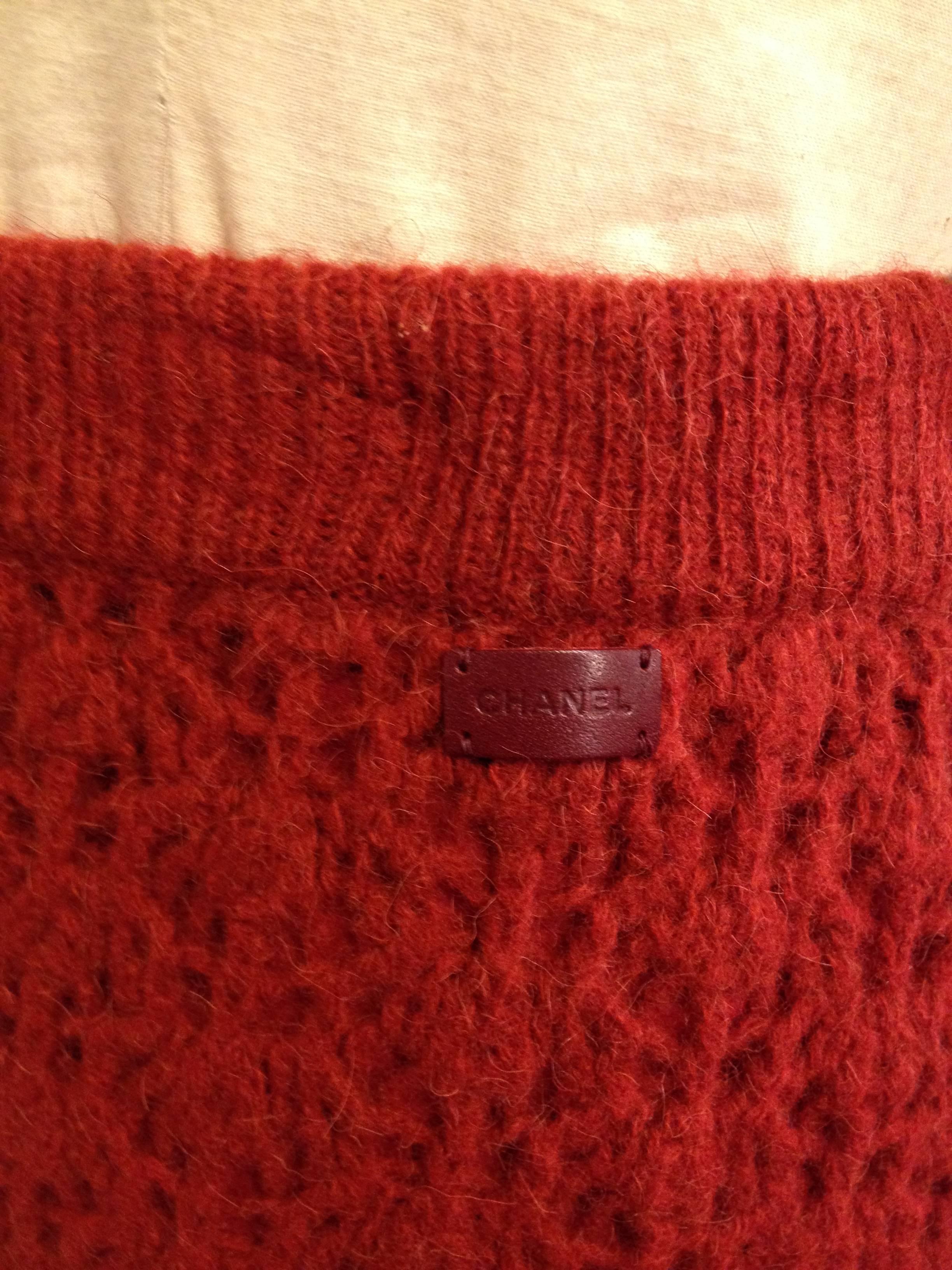 Chanel Rust Knit Fringed Skirt 1
