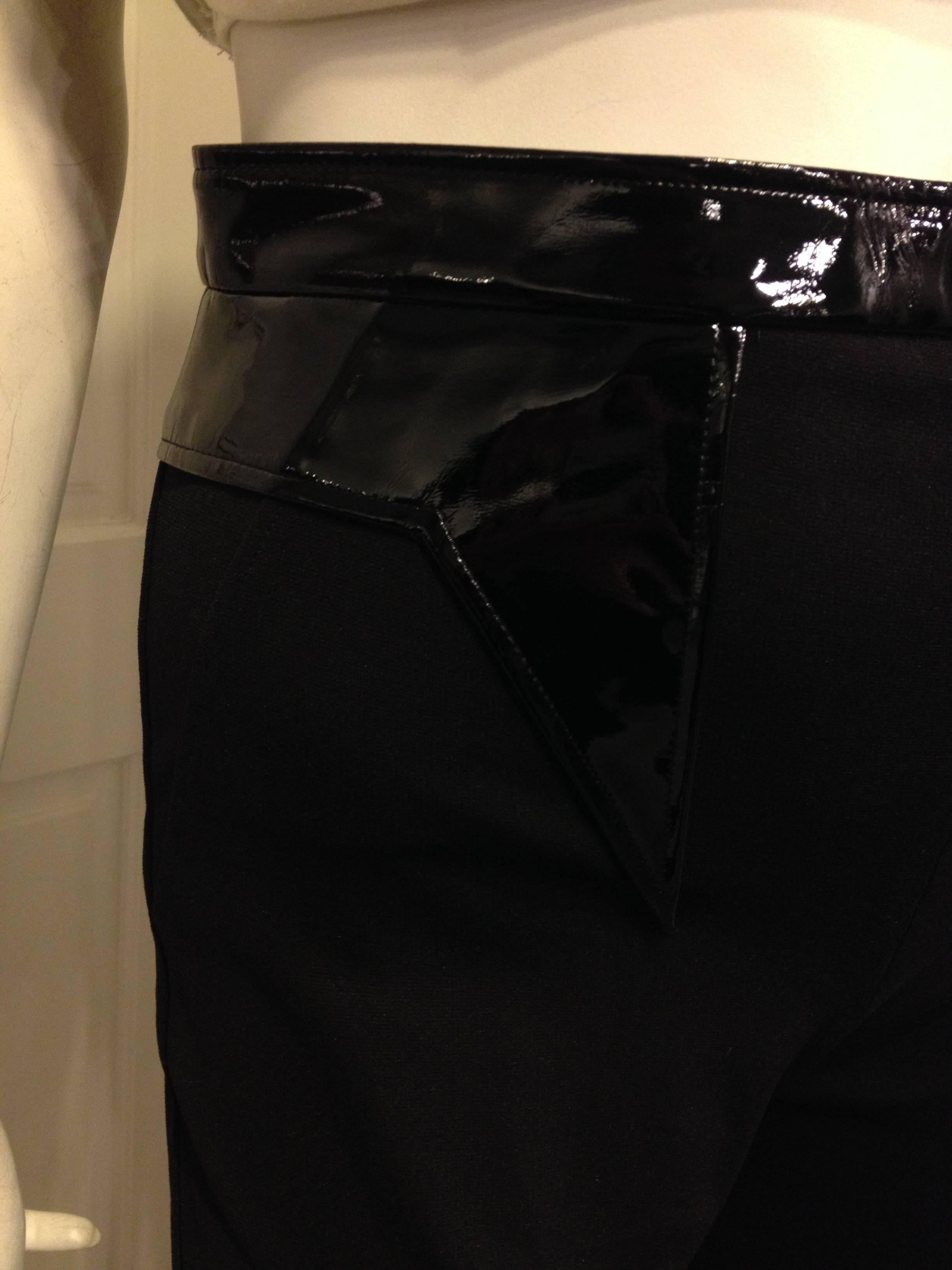 Women's Givenchy Black Stretch Pant with Patent Inset