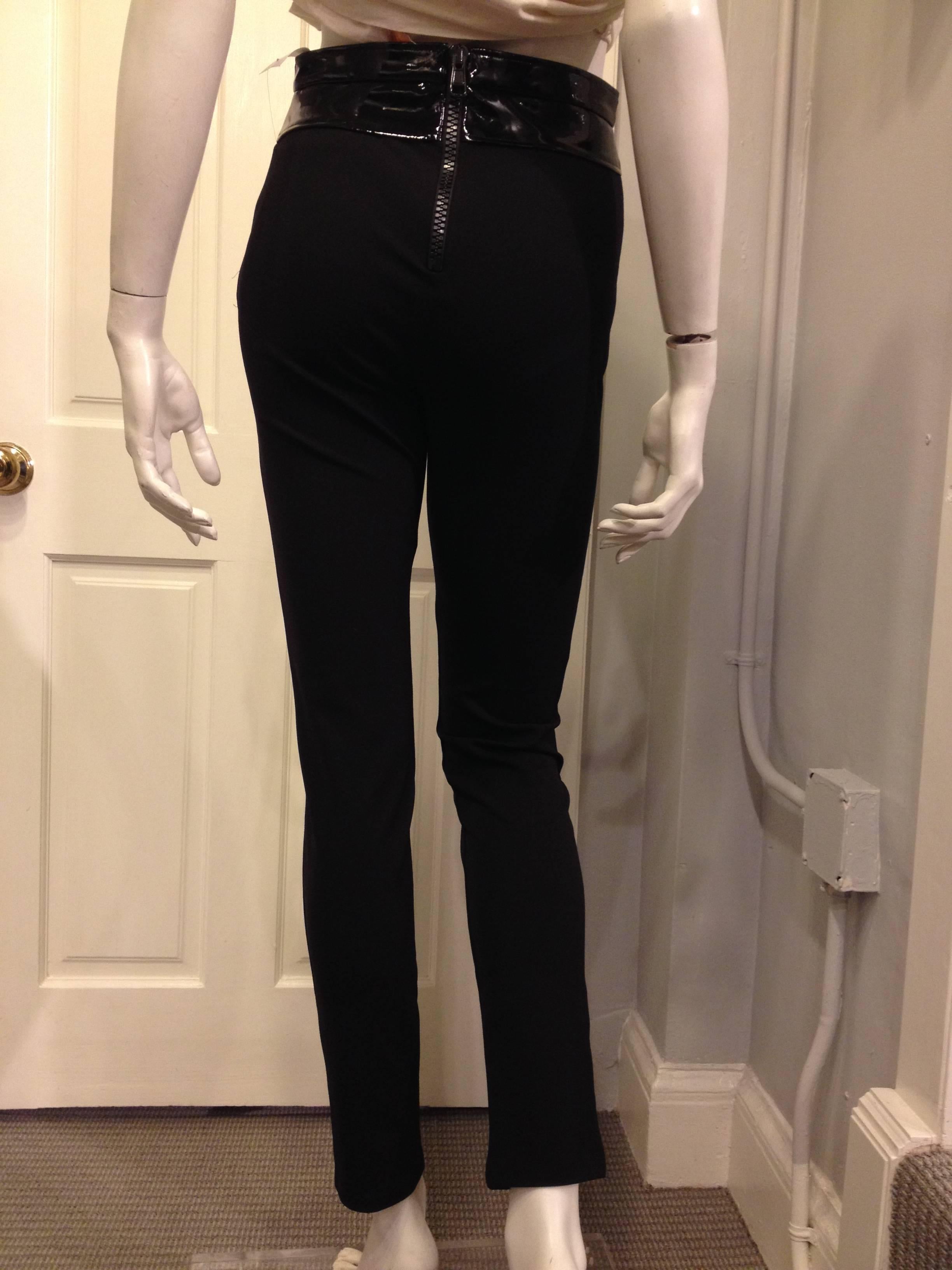 Givenchy Black Stretch Pant with Patent Inset In Excellent Condition In San Francisco, CA