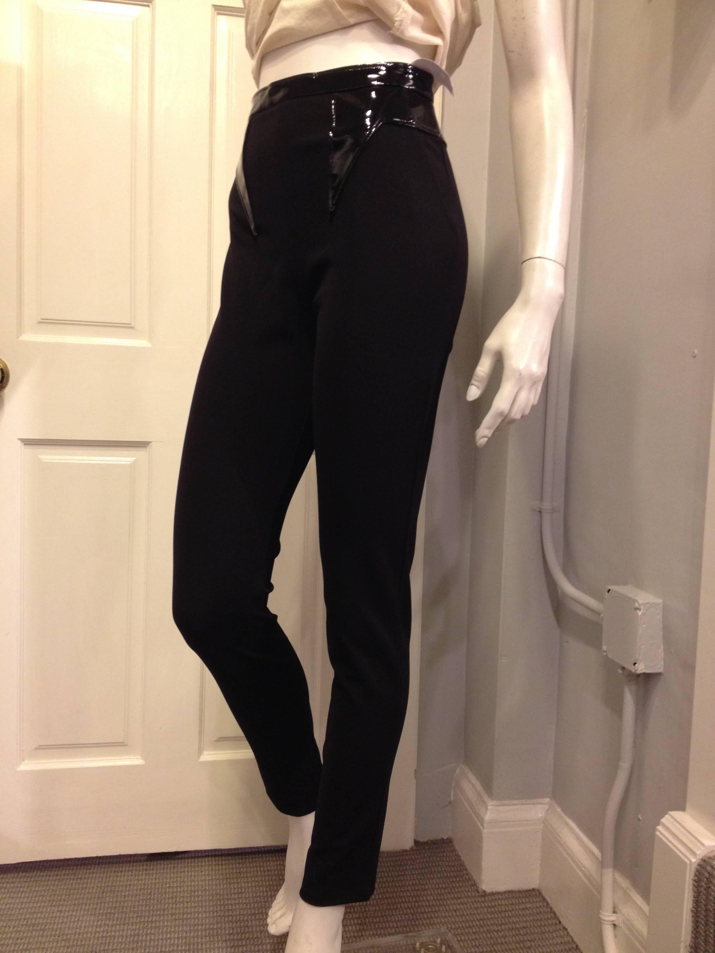 These pants are as comfortable as a legging but edgy and sleek enough to wear out at night - this is all one could really want. The material is a stretchy but substantial knit with a Givenchy style exposed zipper in the back, and is trimmed at the