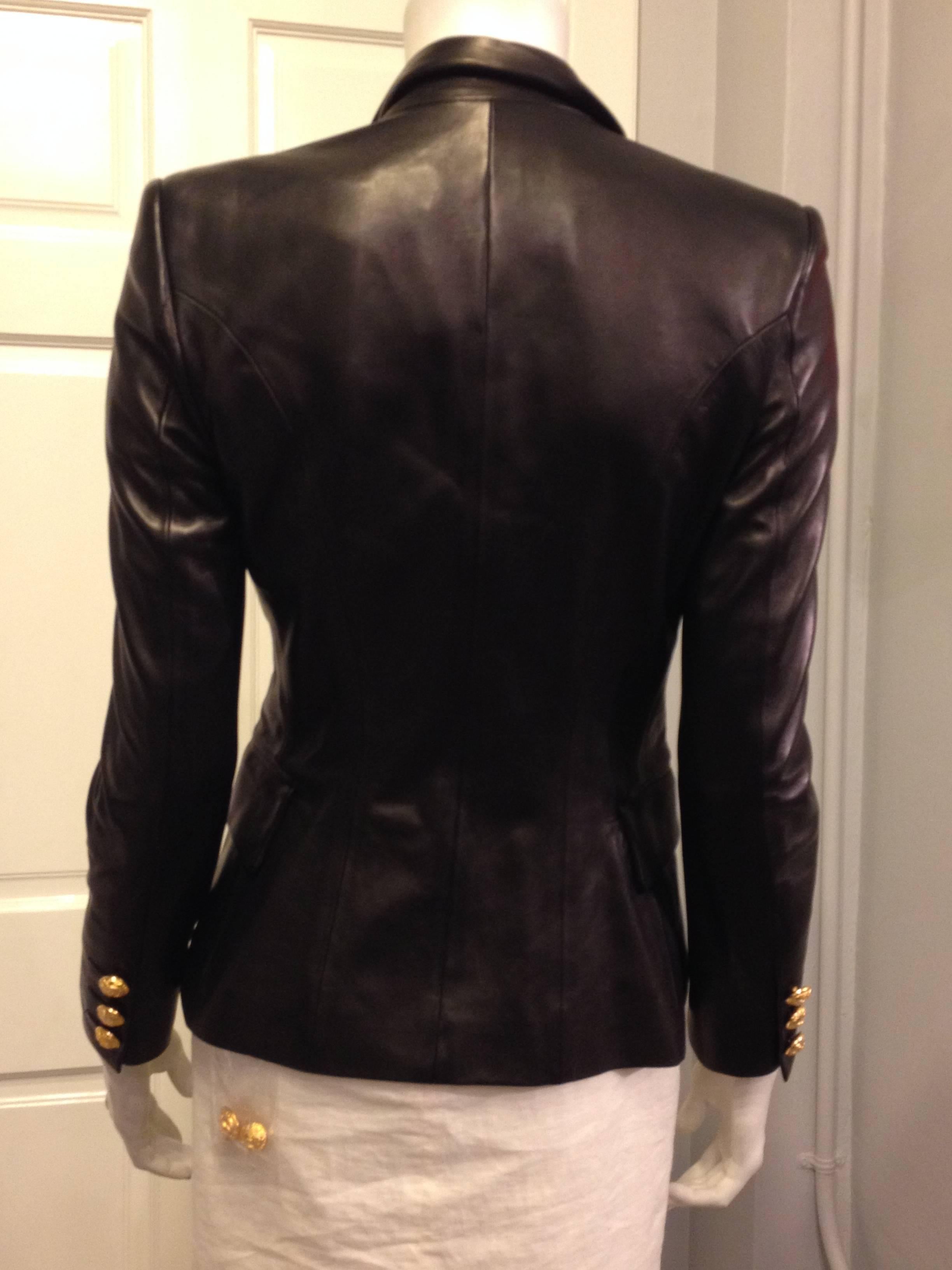leather blazer gold buttons