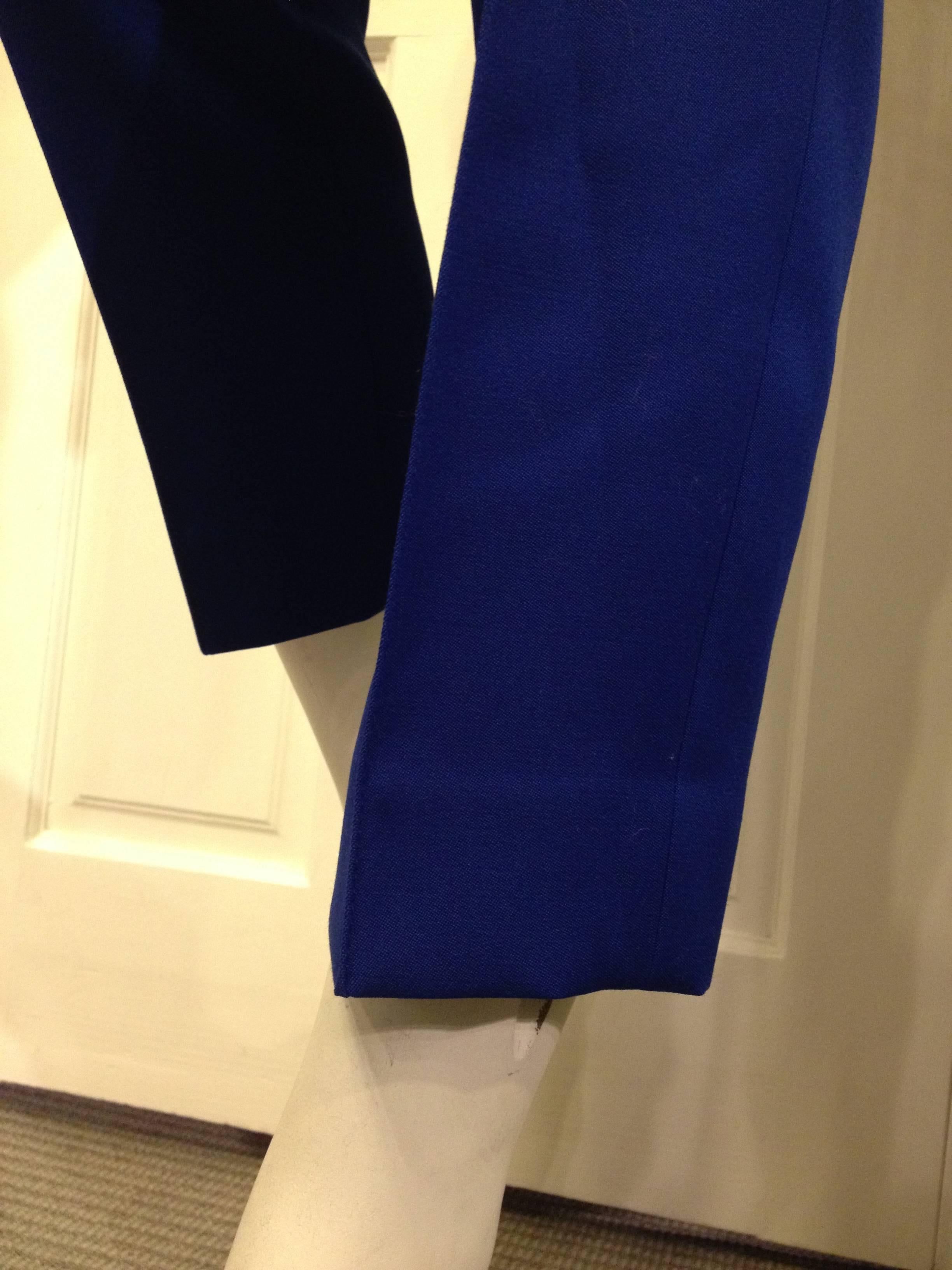 Women's Celine Royal Blue Pant with Black Satin Details