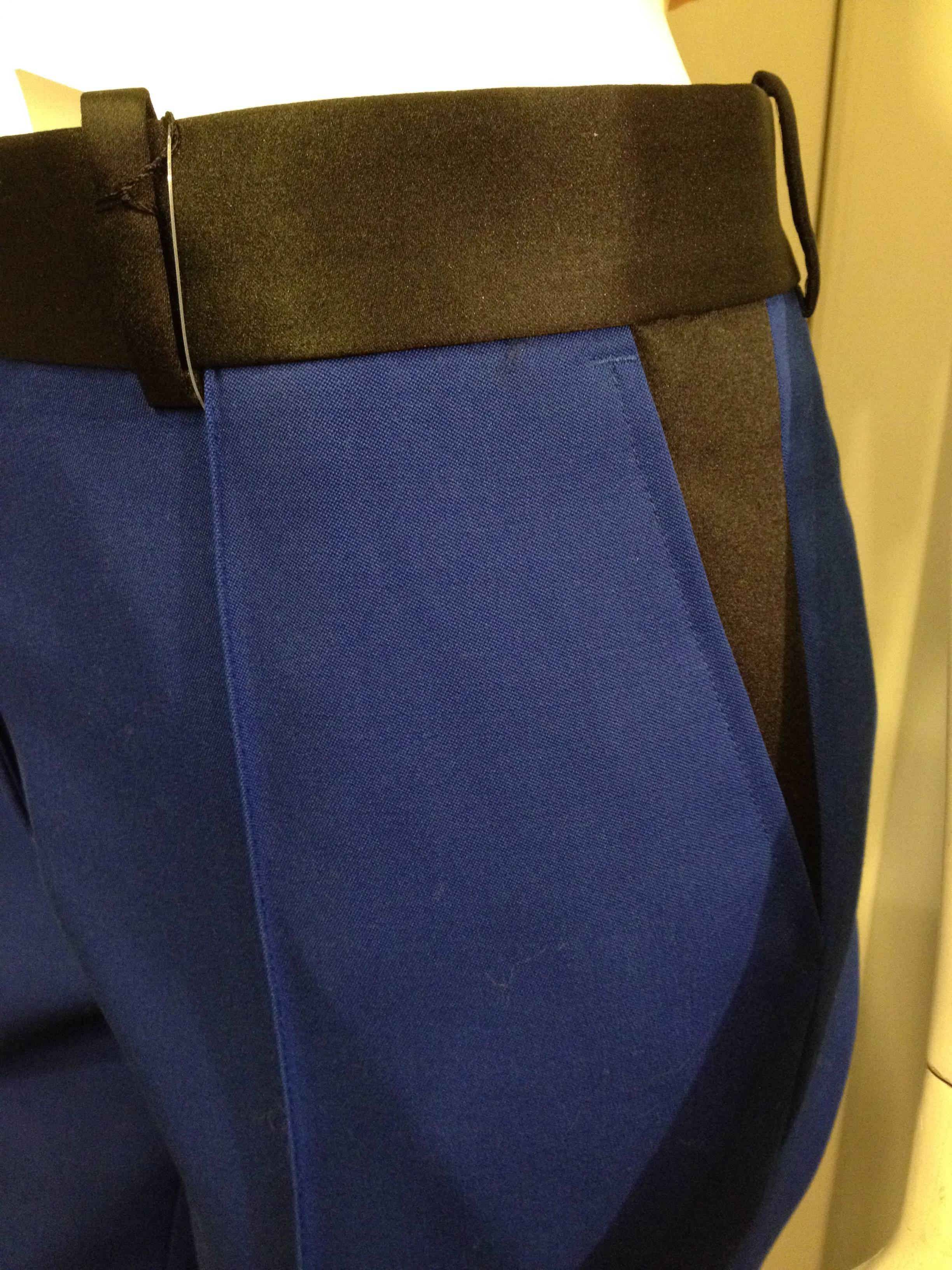 Celine Royal Blue Pant with Black Satin Details 2