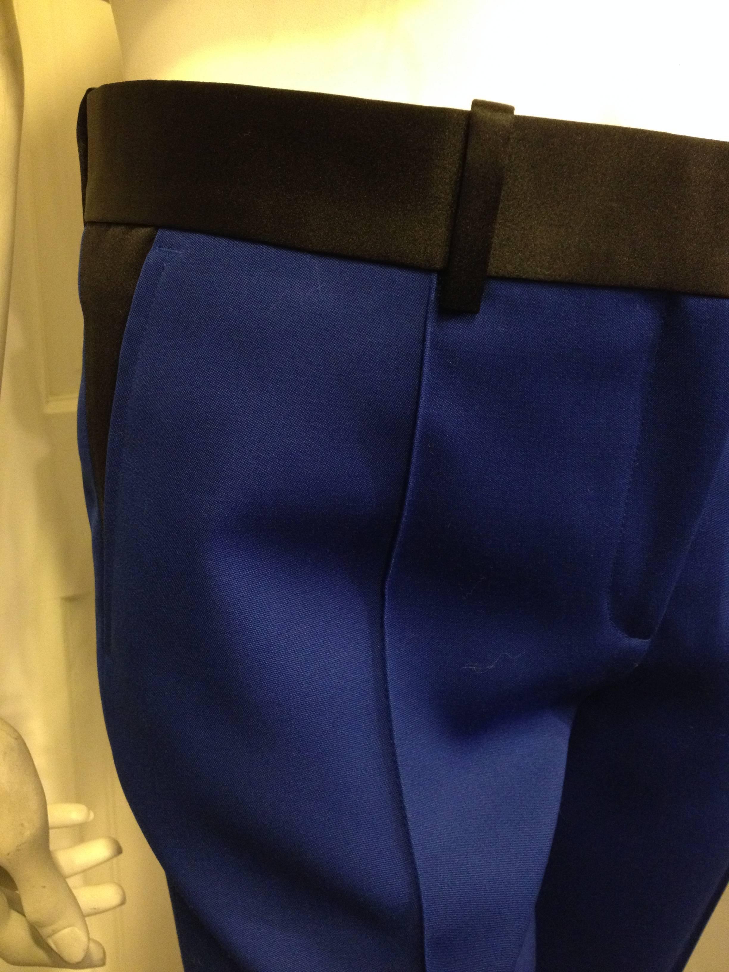 Celine Royal Blue Pant with Black Satin Details 1