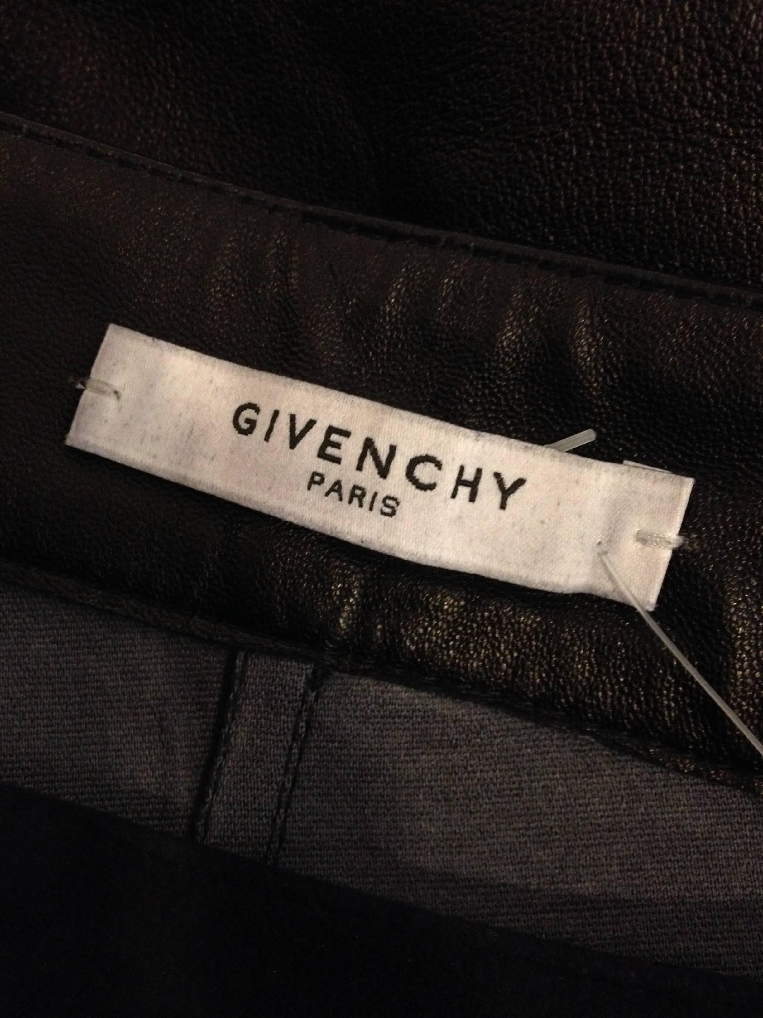 Givenchy Navy Suede and Black Leather Leggings 4