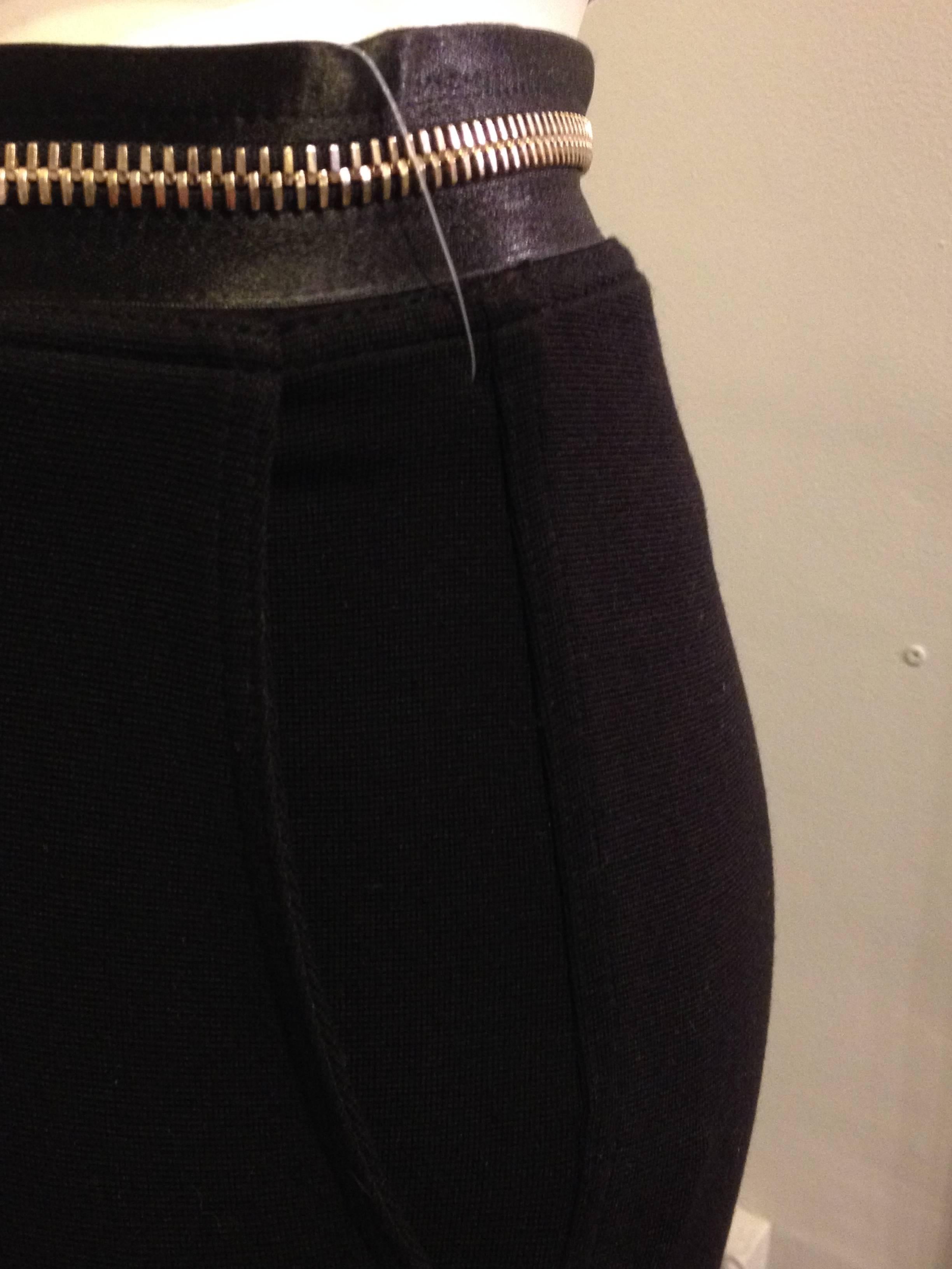 Givenchy Black Stretch Pants with Gold Zipper Waist 2