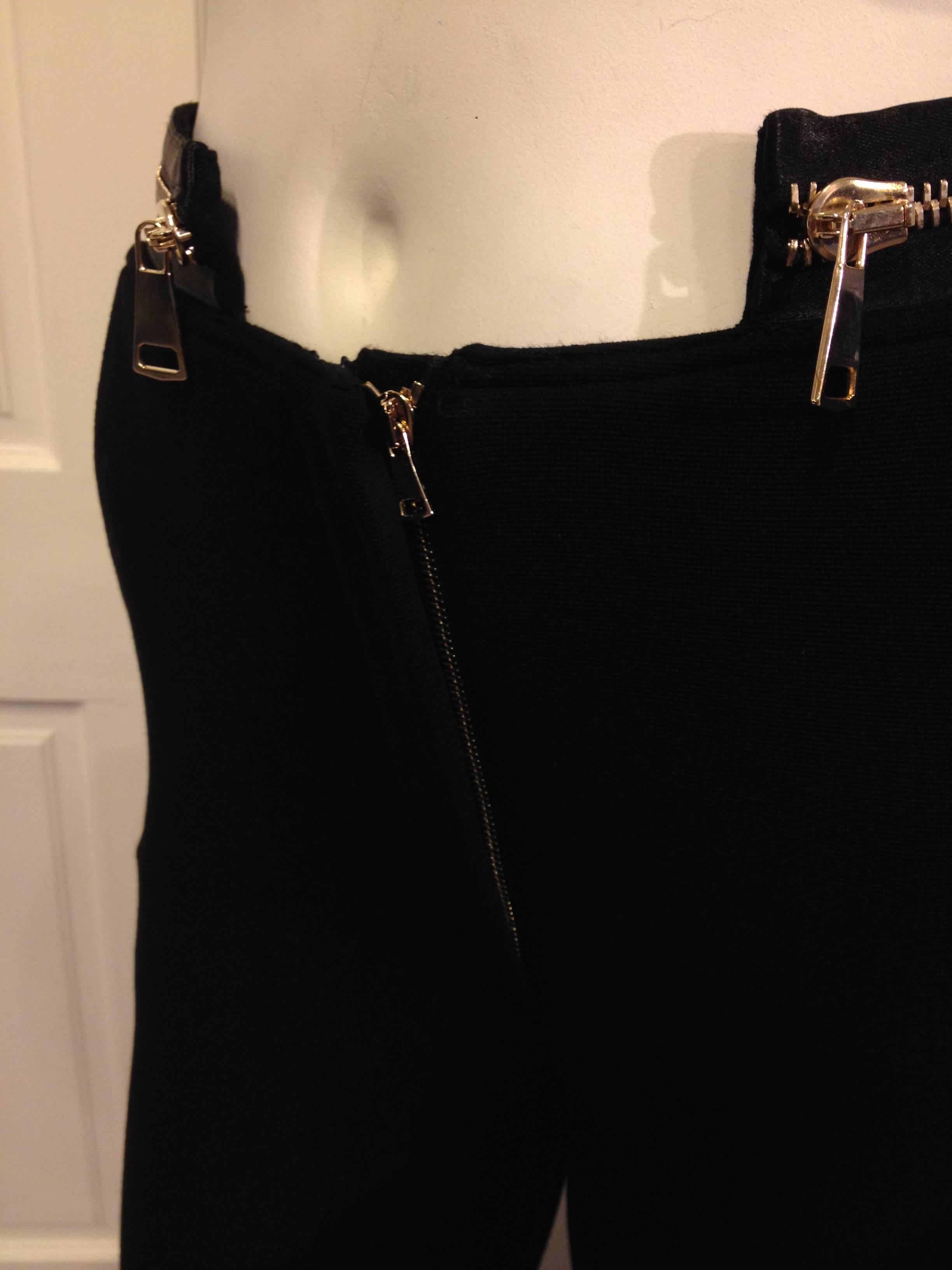 Women's Givenchy Black Stretch Pants with Gold Zipper Waist