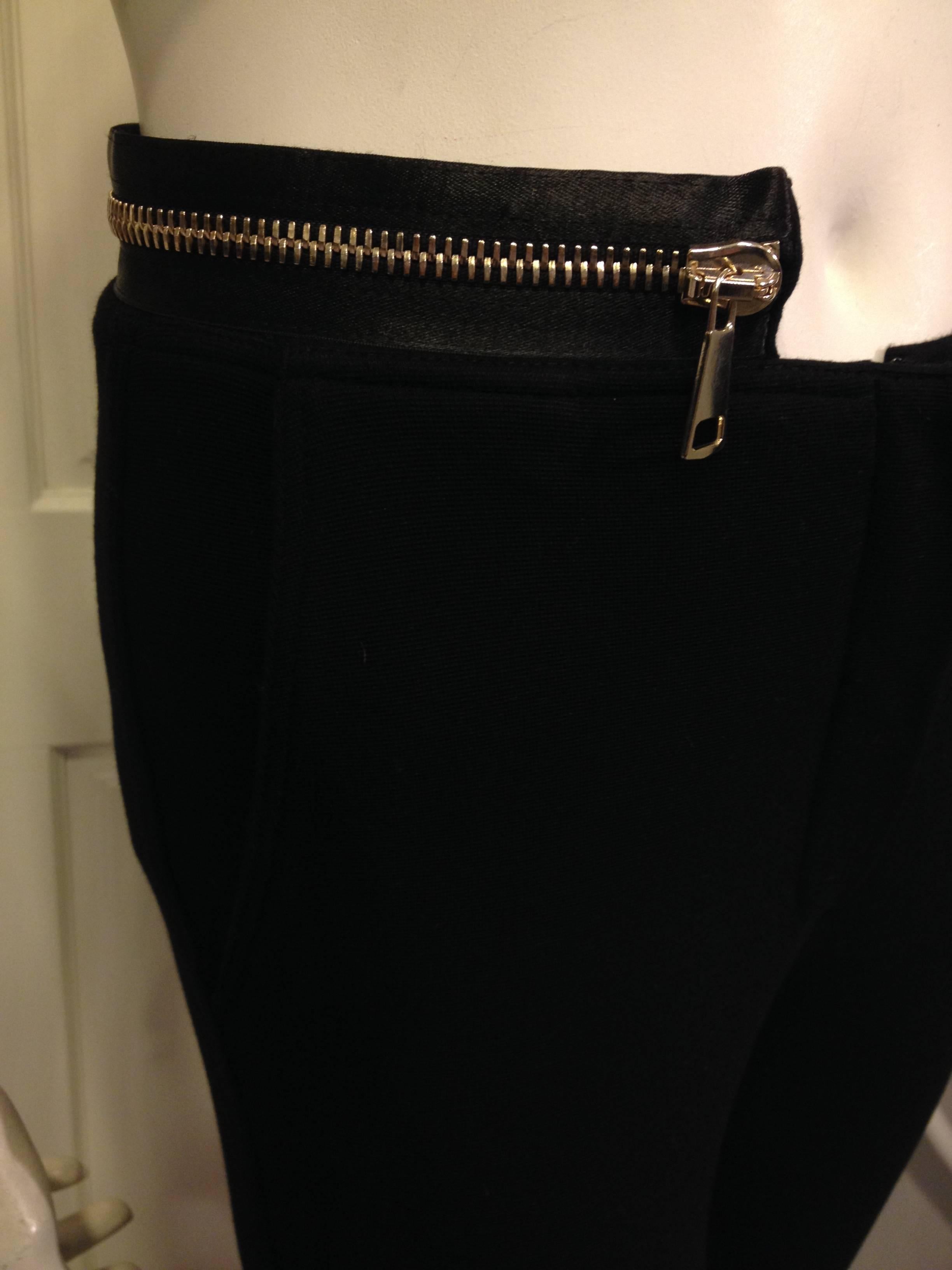 Givenchy Black Stretch Pants with Gold Zipper Waist 1