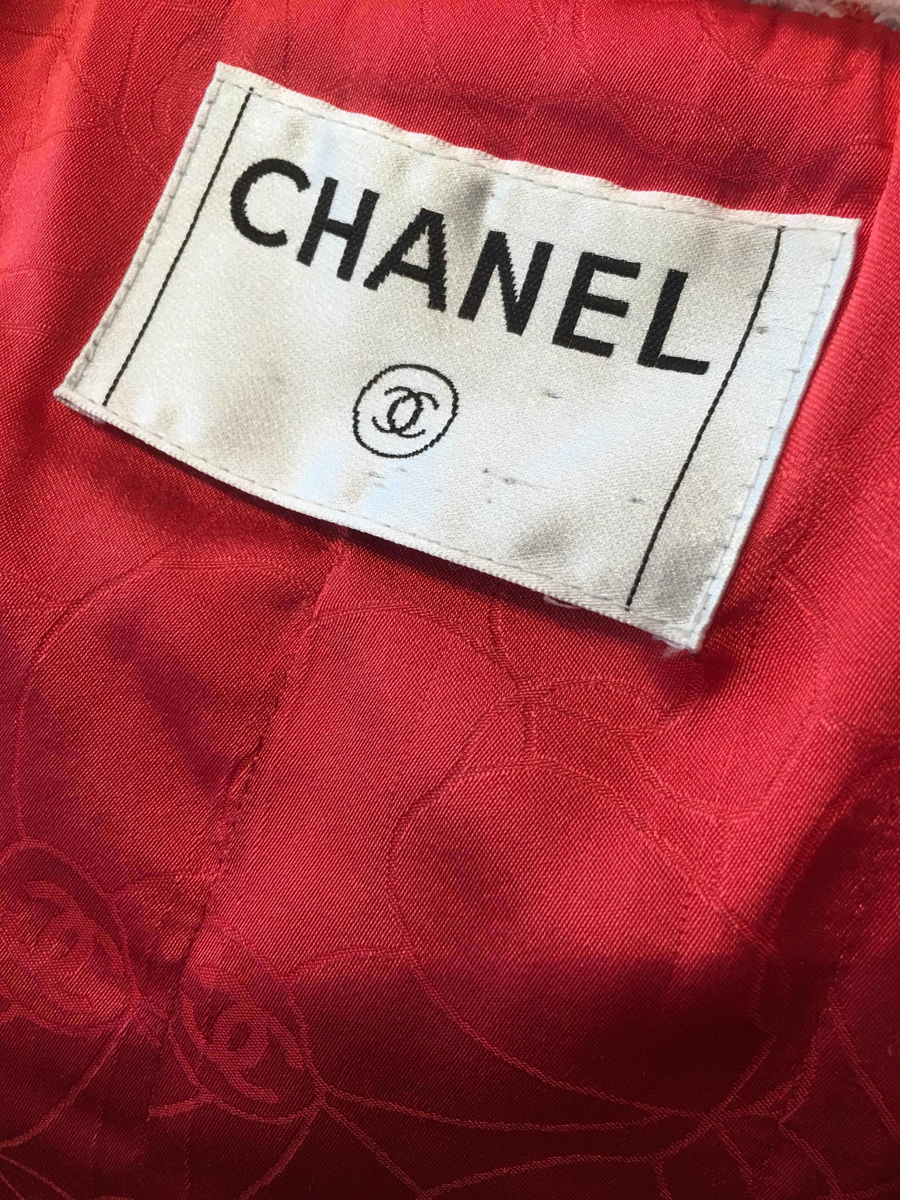 Chanel Coral Tweed Jacket Size 38 (6) 2