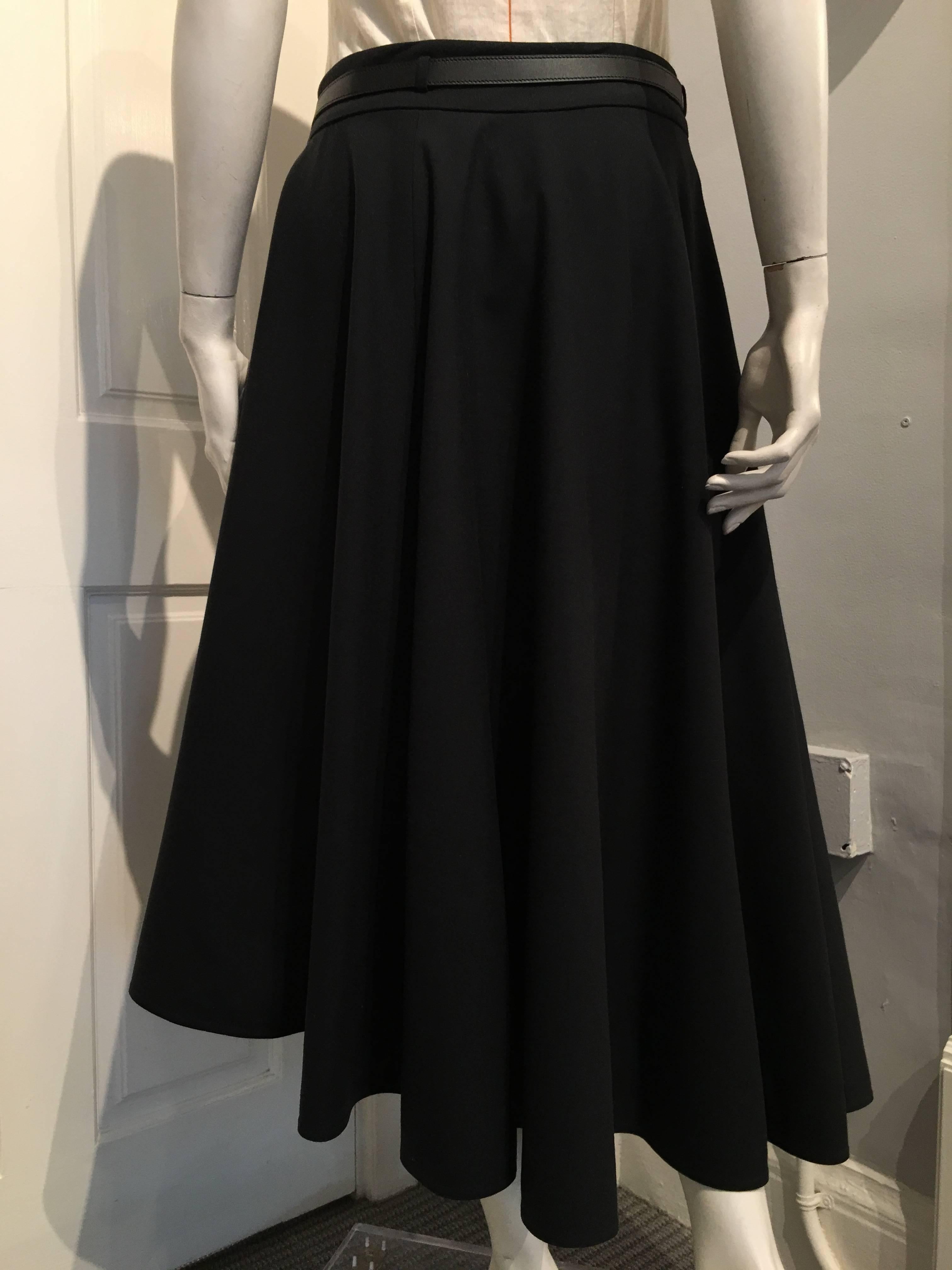 Women's Hermes Black Wool Asymmetrical Wrap Skirt size 40 (8)