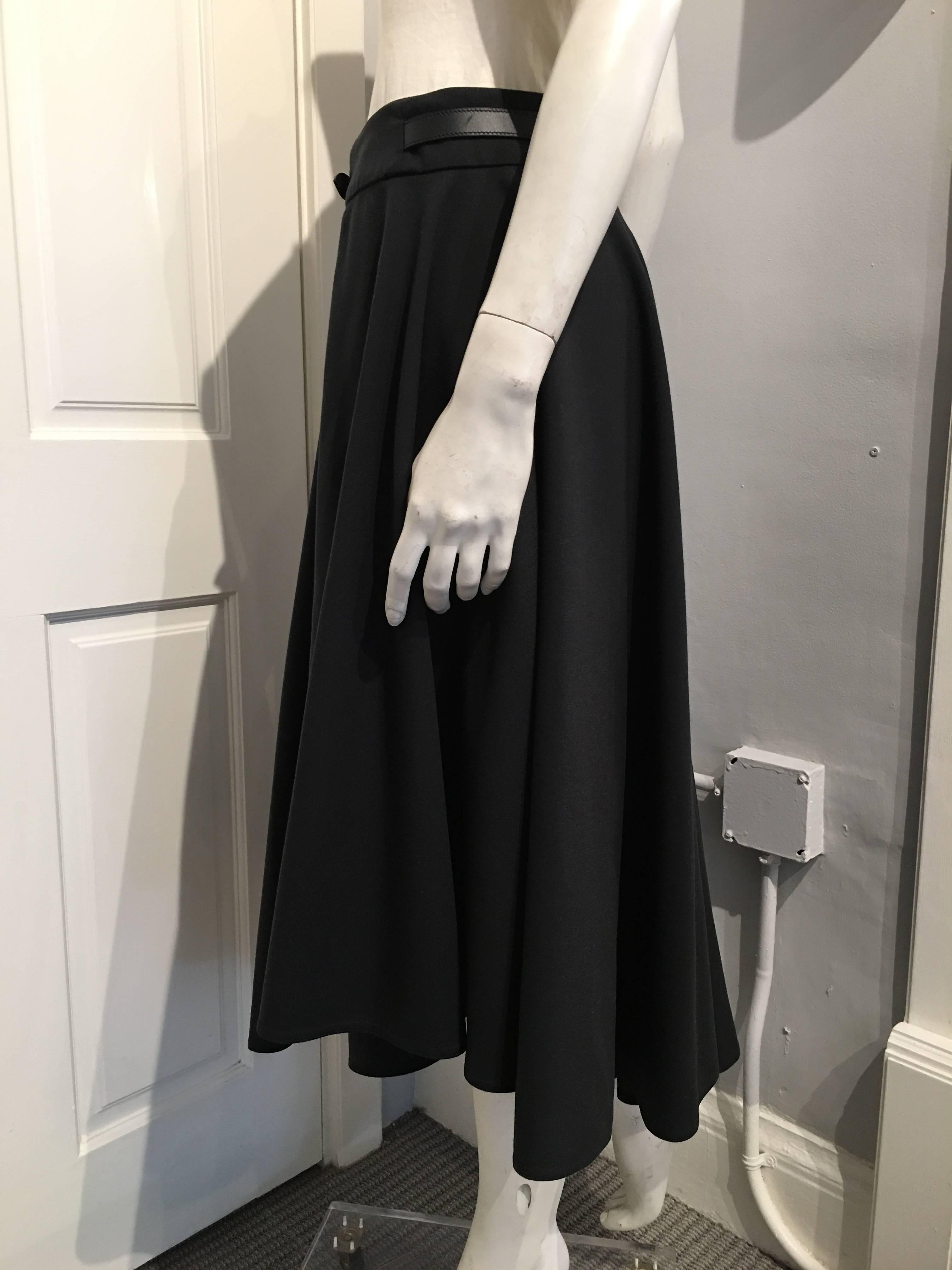 Hermes Black Wool Asymmetrical Wrap Skirt size 40 (8) In Excellent Condition In San Francisco, CA