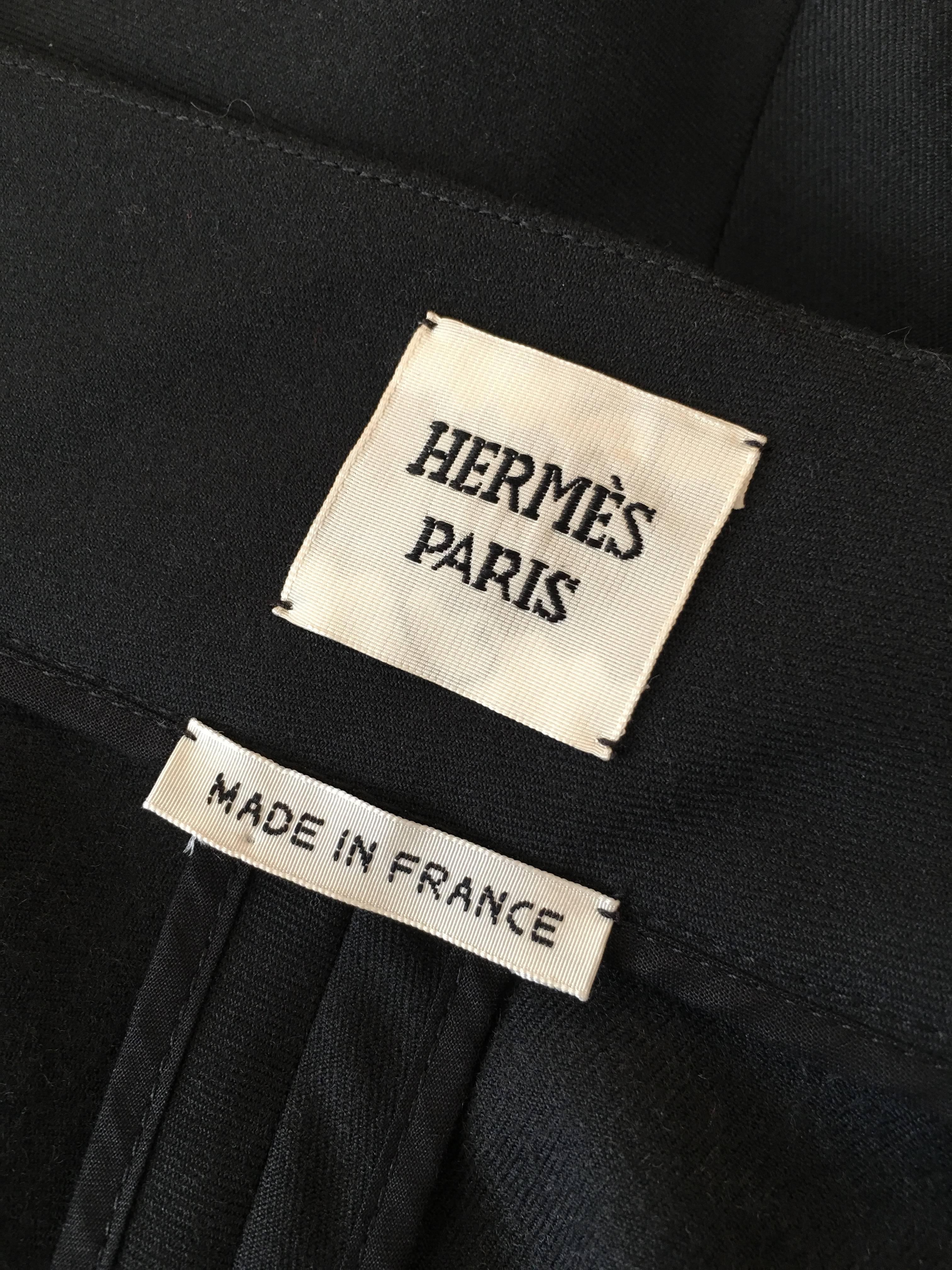 Hermes Black Wool Asymmetrical Wrap Skirt size 40 (8) 2