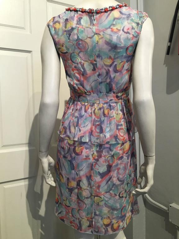 Chanel Pastel Print Silk Peplum Dress size 34(2) For Sale at 1stDibs ...