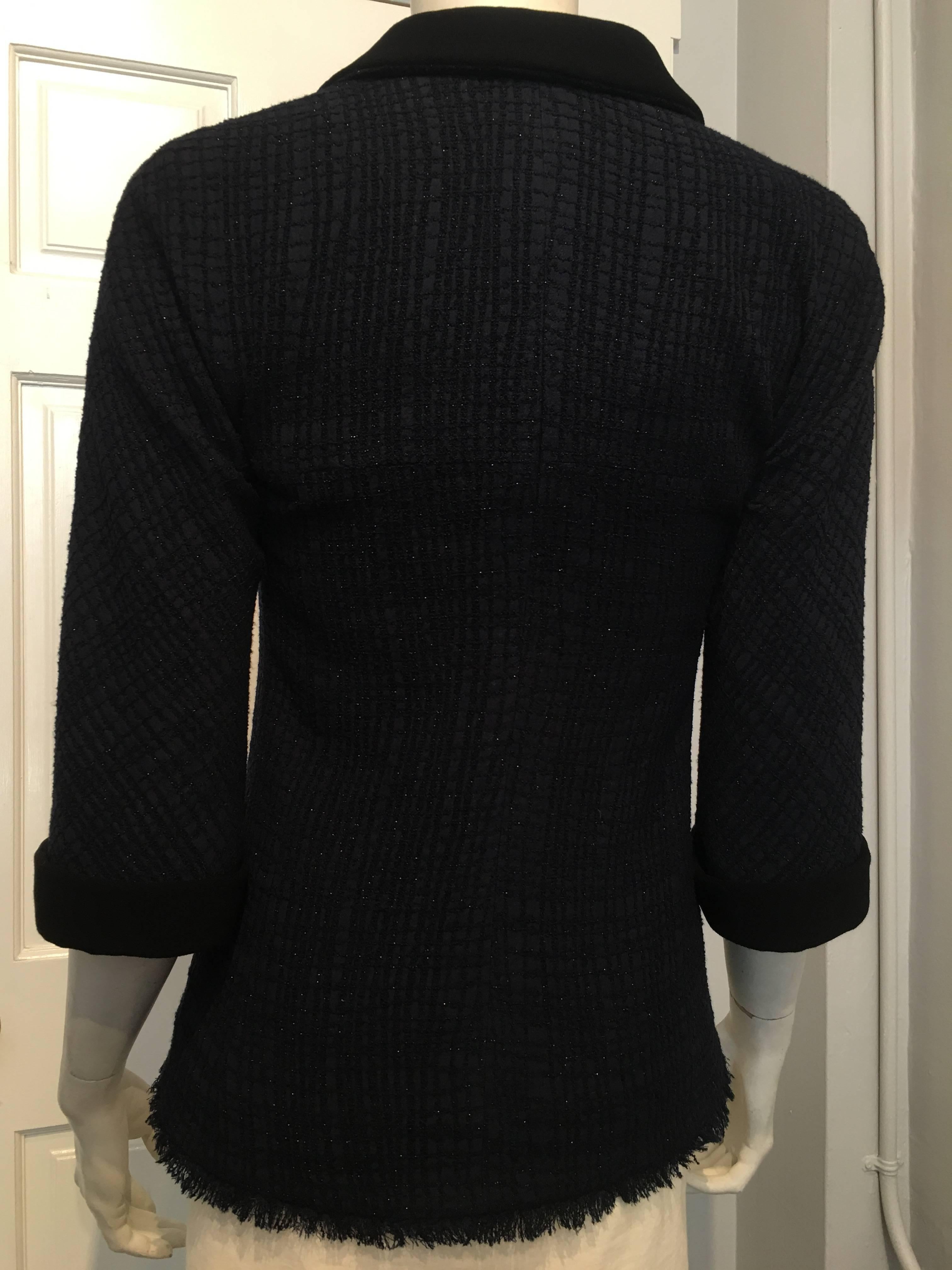 Women's Chanel Navy and Black Sparkly Jacket size 34 (2)