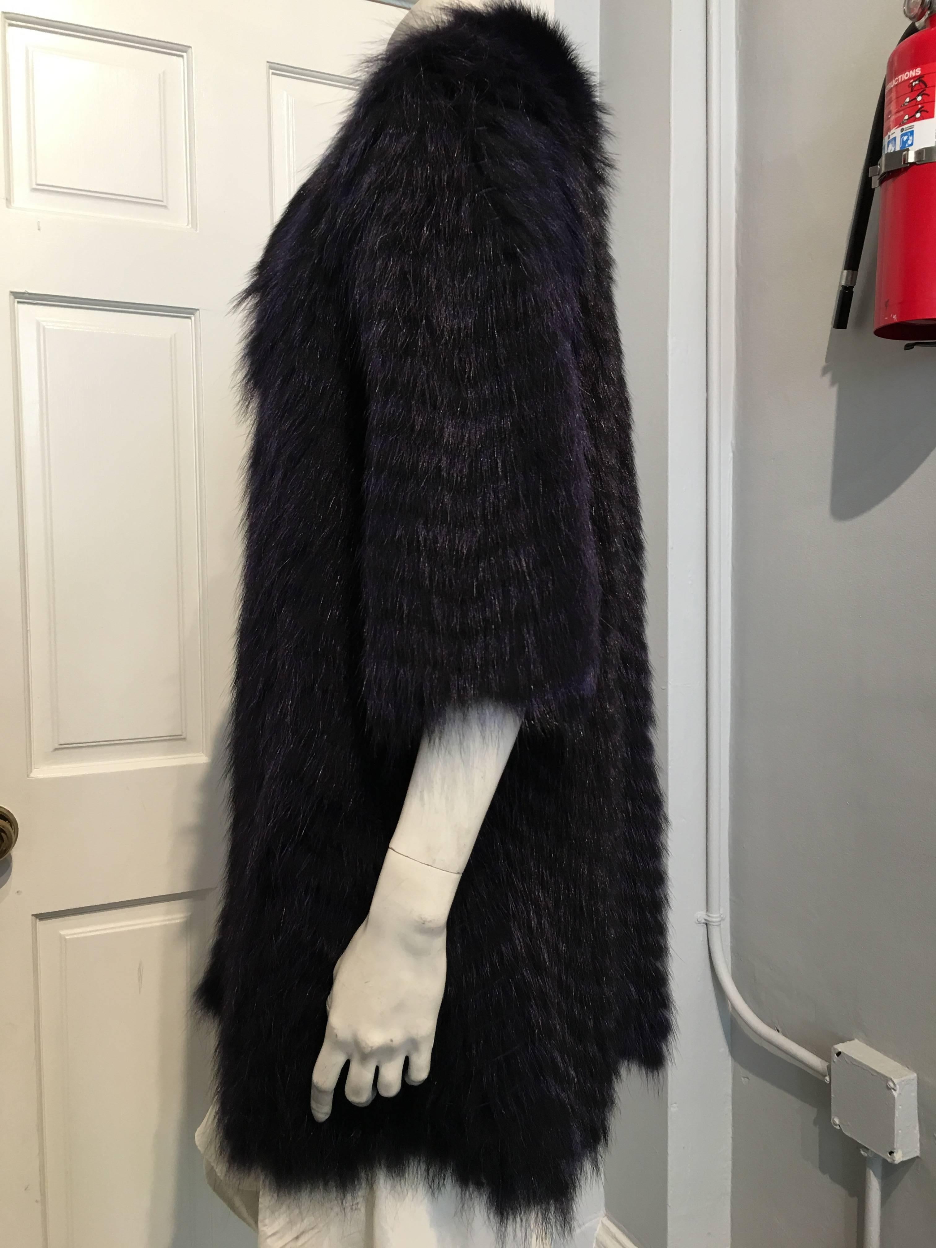 Black Cassin Dyed Raccoon Fur Coat For Sale