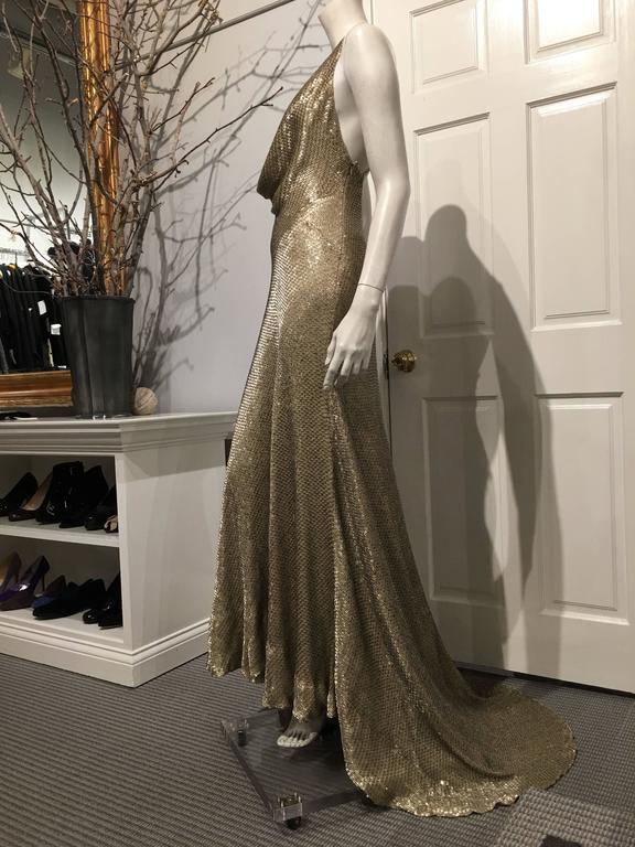 Ralph Lauren Gold Beaded Gown at 1stDibs