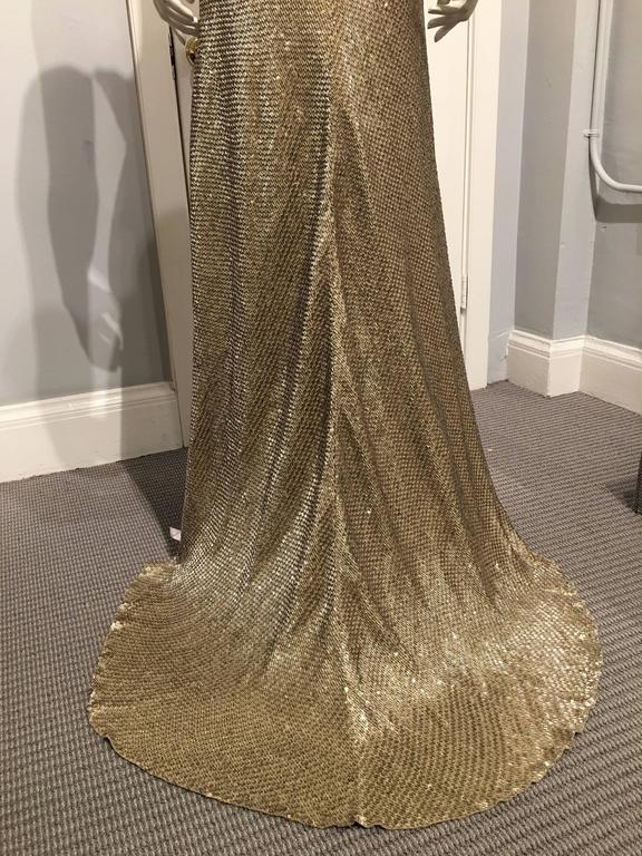 green emerald velvet dress A/W 1995 Gold Turtleneck Fully Sequin Embellished Long Sleeve Gown