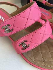 Chanel Pink Quilted Leather Sandals size 36.5