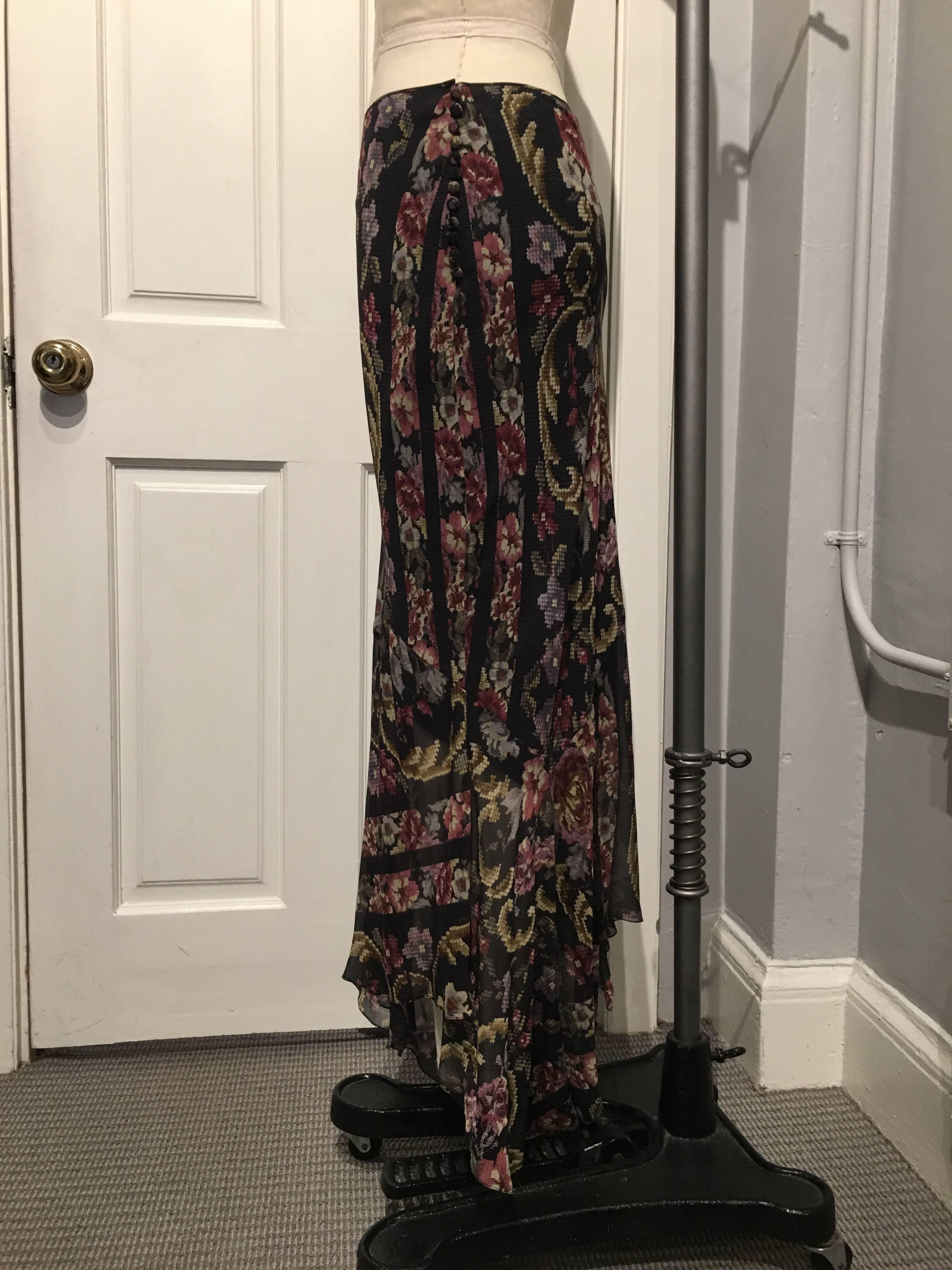 Black John Galliano Semi-sheer Floral Trumpet Skirt (New With Tags)