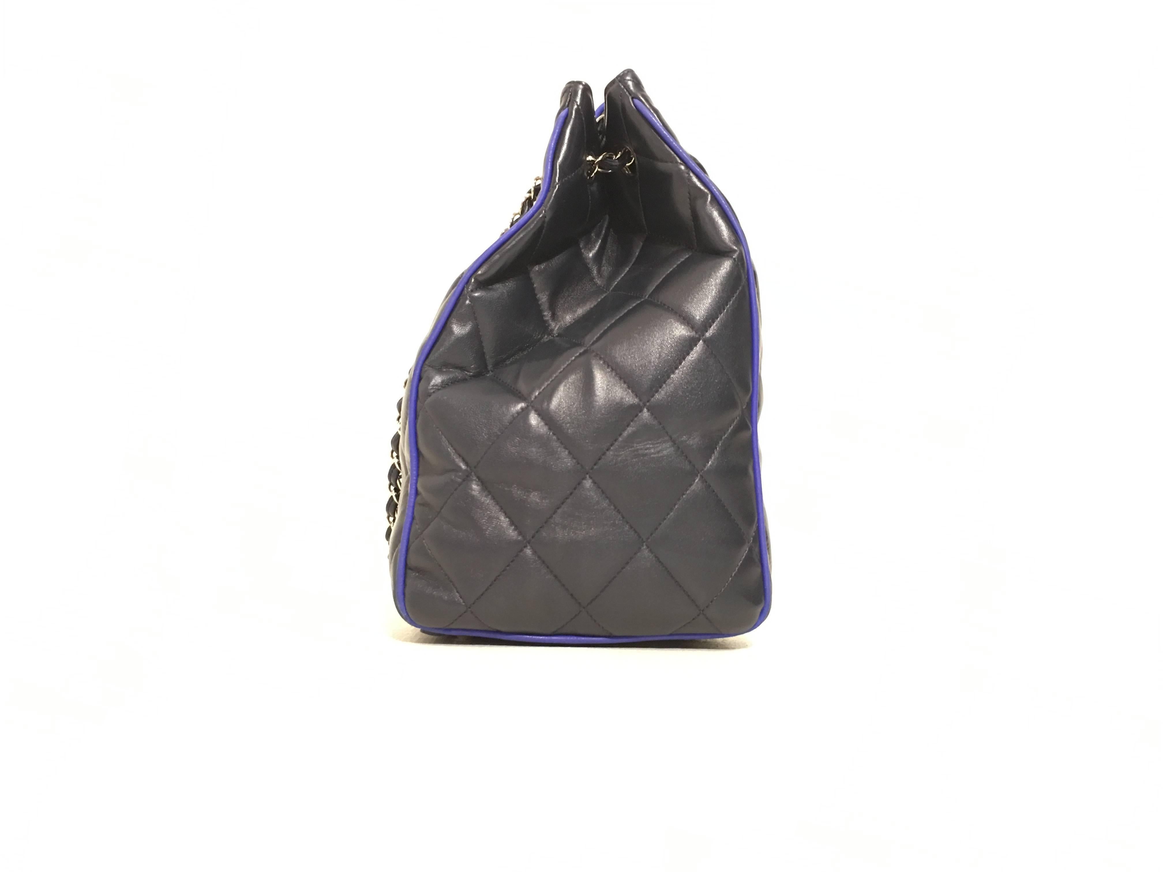 Black Chanel Navy Quilted Leather Bag