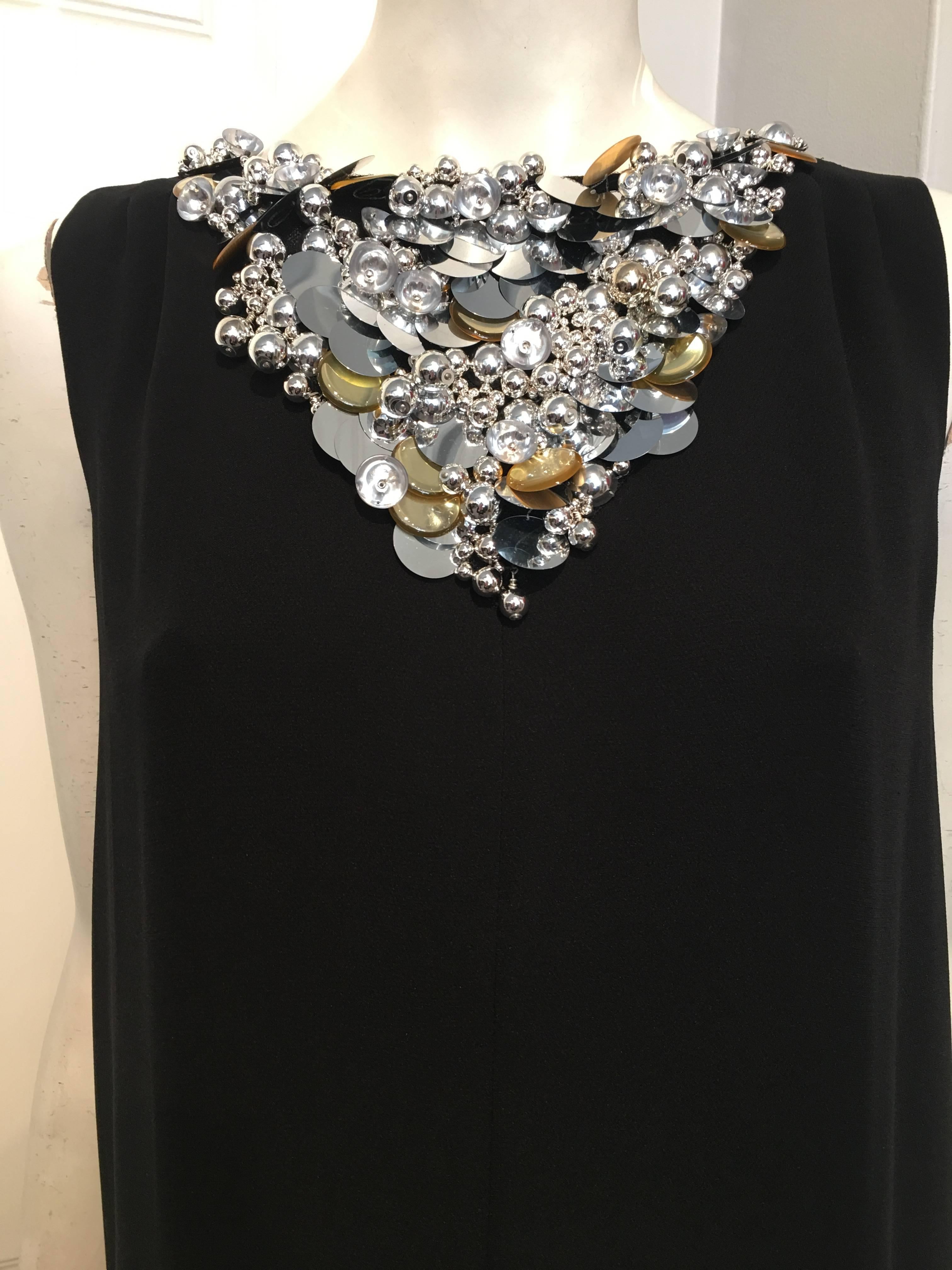 Chanel Embellished Black Cocktail Dress (Resort 2015) Sz 42 (Us 10) For Sale 2