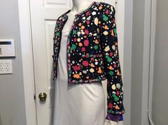 Chanel Paint Splatter Print Navy Cotton Mix Cropped Jacket