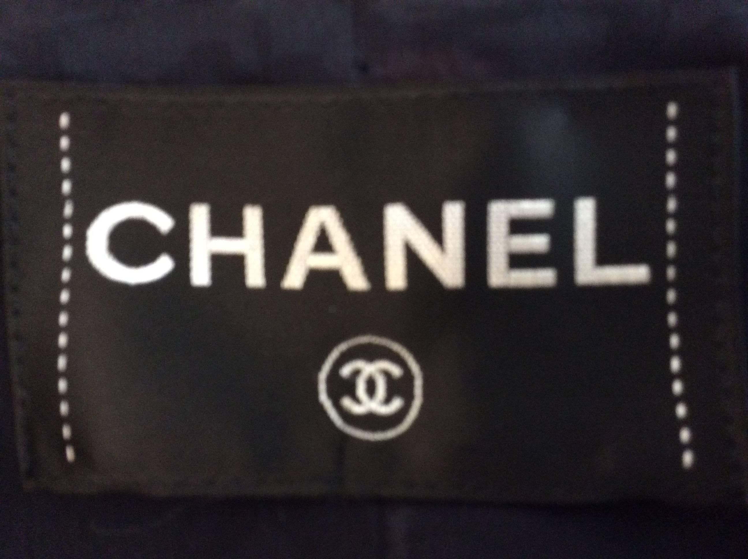 Chanel Paint Splatter Print Navy Cotton Mix Cropped Jacket 1