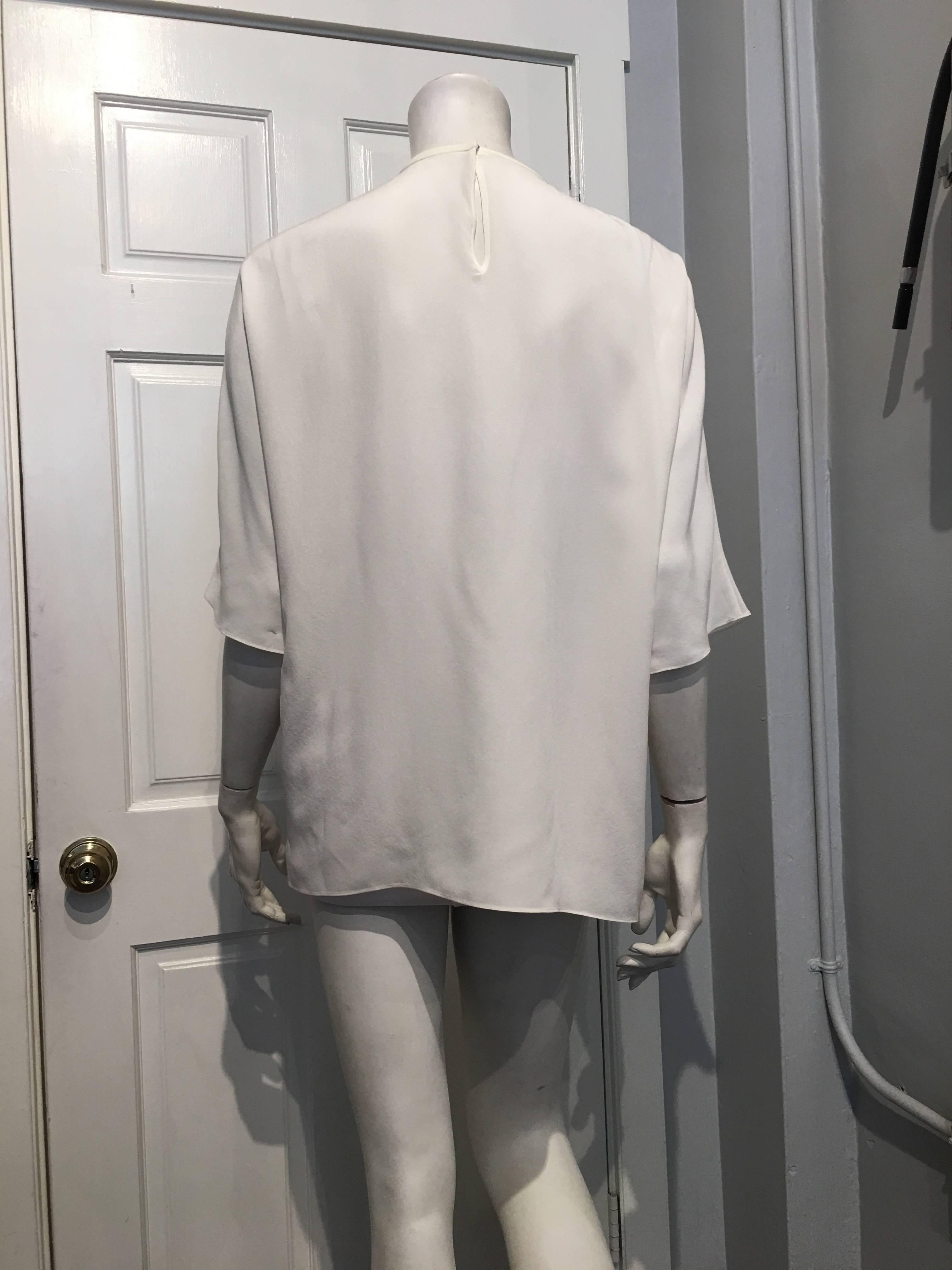 Dolce & Gabbana Cream Blouse With Brown Kitten Sz 46 (8 USA) In Excellent Condition In San Francisco, CA