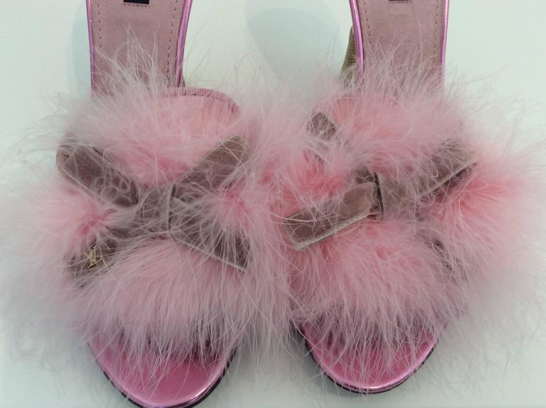pink feather mules